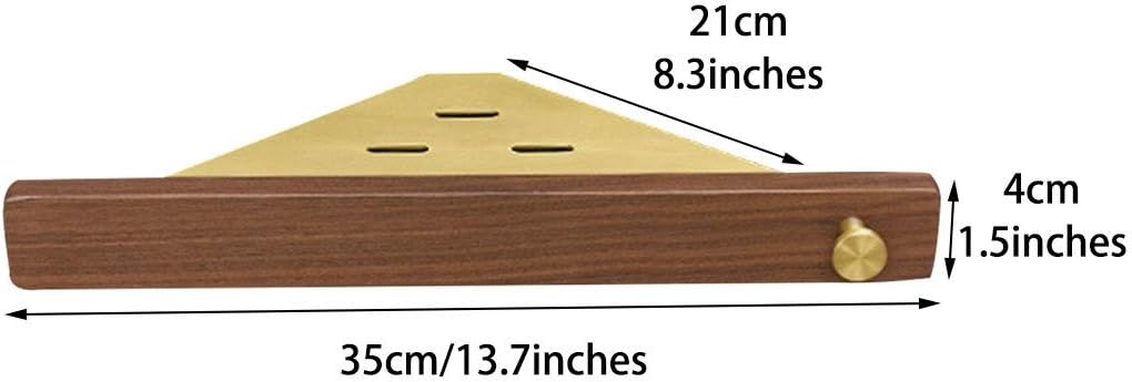 Floating Shelves Triangular Wall Mount Rack, Bathroom Corner Shelf, Simple Floating Shelves, Modern Wall Decoration, Load Bearing 8kg (Color : Brown, Size : 21 * 21cm)