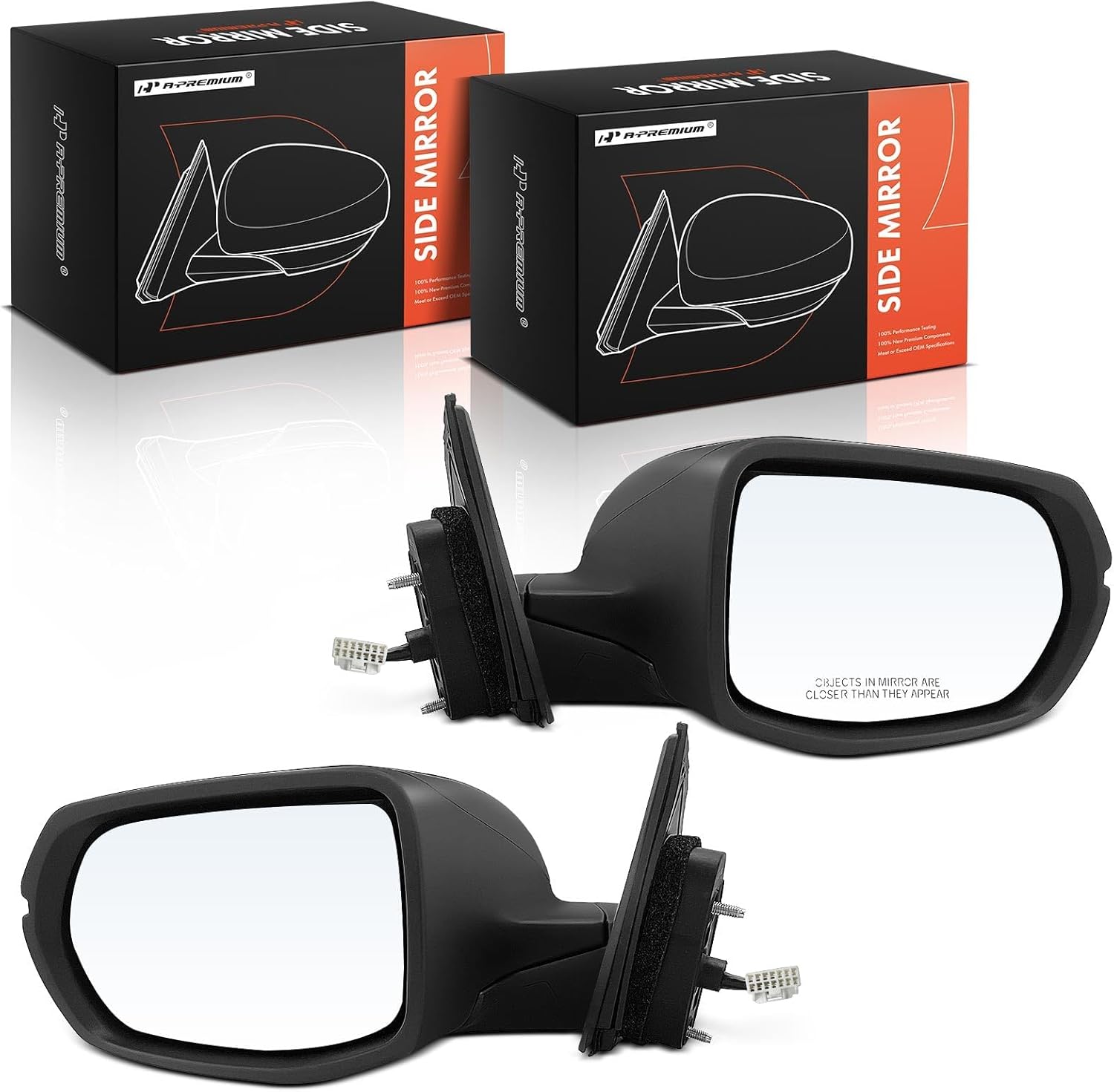 A-Premium Pair (2) Driver and Passenger Side Power Door Mirror - Compatible with Honda HR-V HRV 2016 2017 2018 - Heated Manual Folding Black Outside Rear View Mirror with Turn Signal