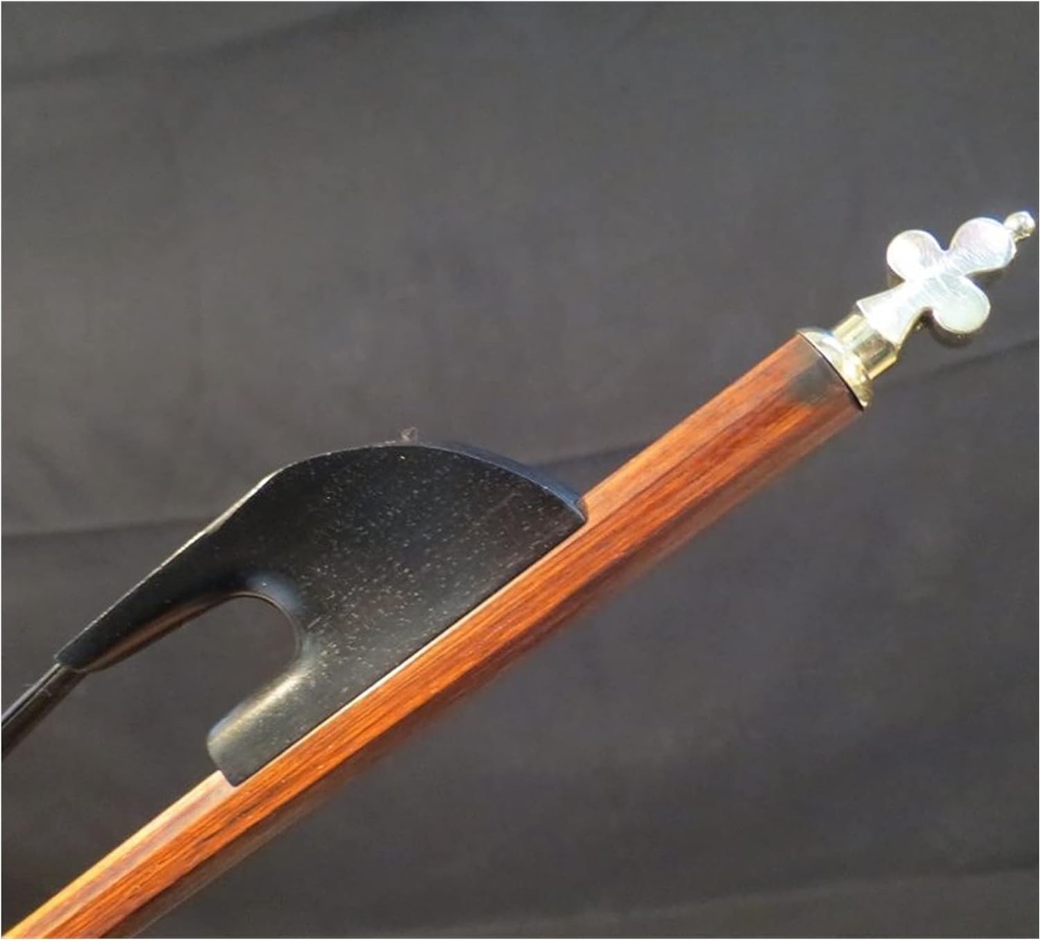 TSTS Black Horsehair Letterwood 3/4 Bass Bow Brass Screws Full Size Violin Bow