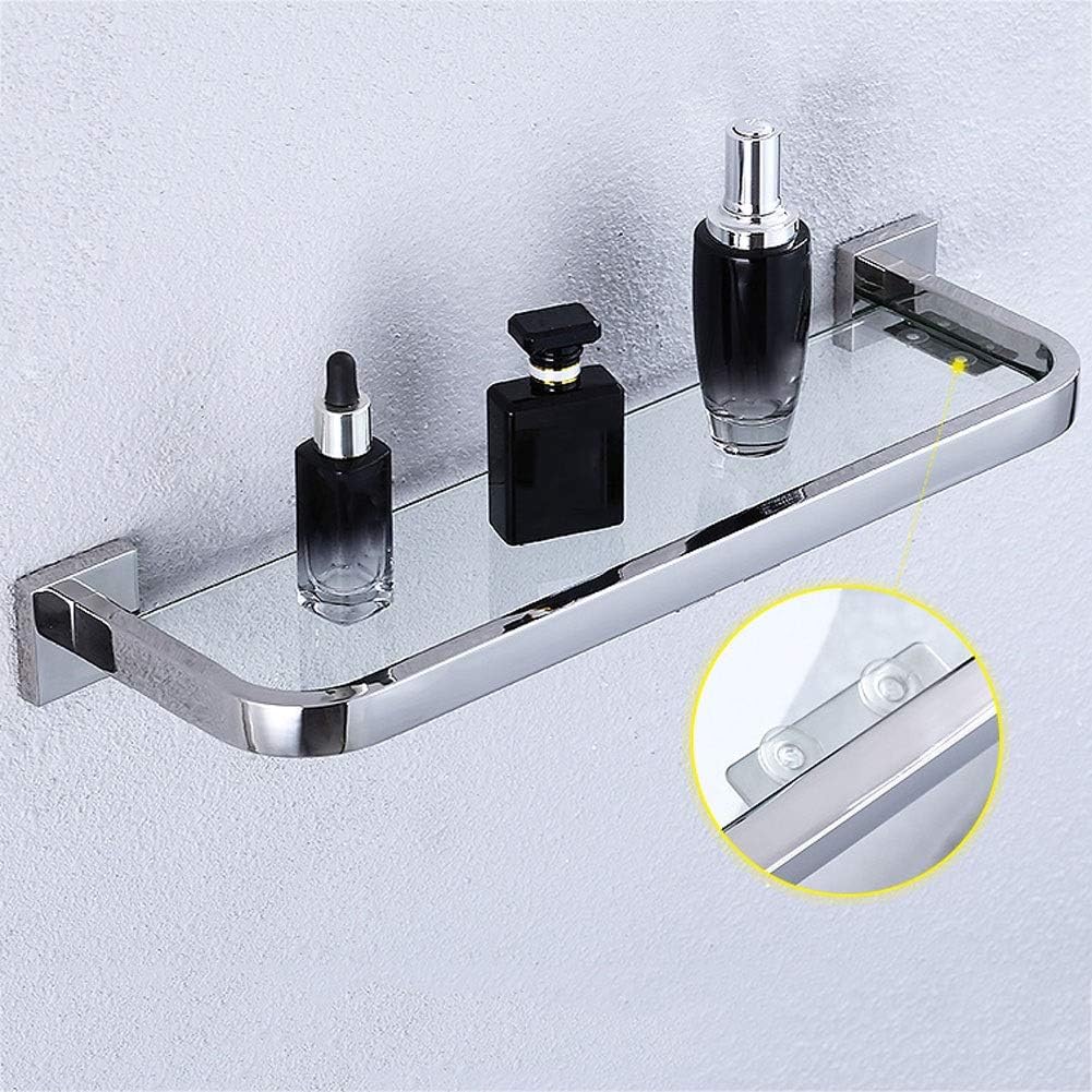 AGYH Bathroom Shelf Stainless Steel Bathroom Storage Rack Glass Wall Mount (40cm, 50cm, 60cm) (Size : 60cm)