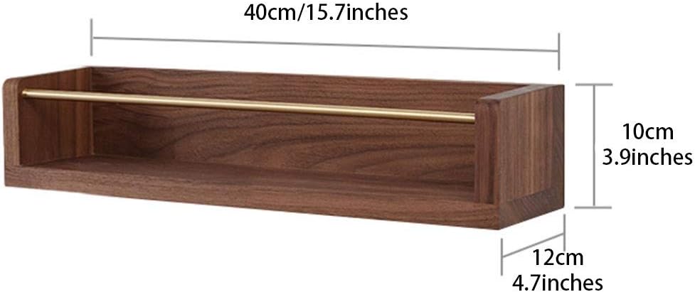 Floating Shelves Black Walnut Wall Mount Rack, Home Wall Shelf, Newspaper Magazine Display Stand, Retro Wall Decoration, Load Bearing 22kg (Color : Wood Color, Size : 40cm)