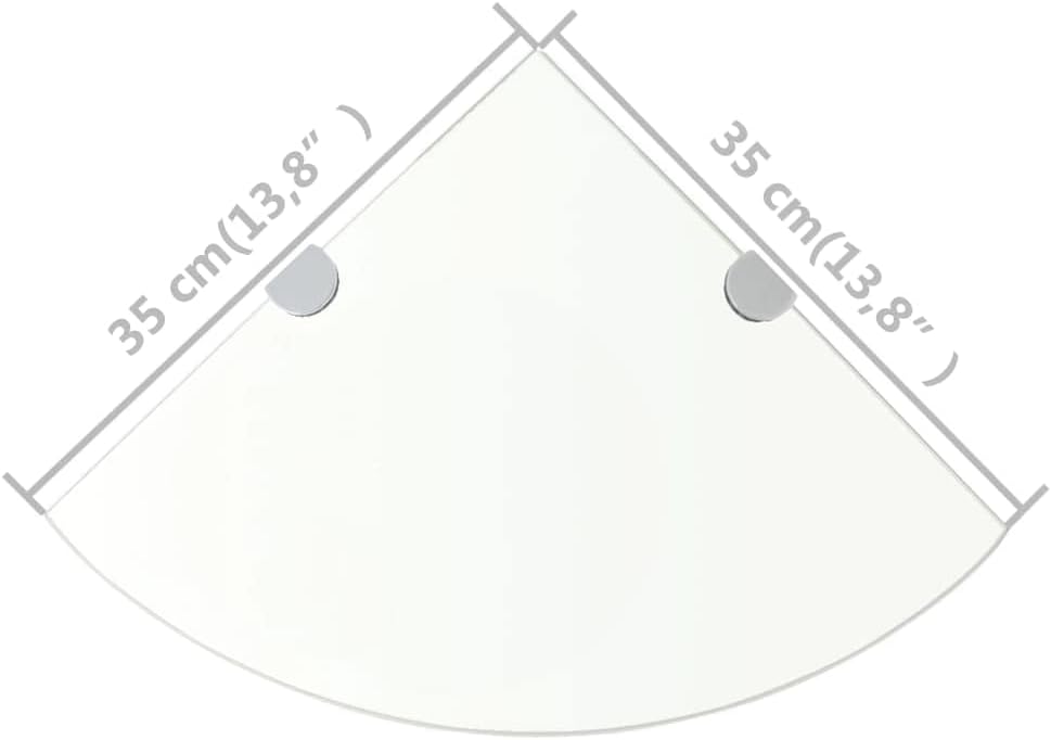 SKM Bathroom Glass Corner Shelf Empered Glass Shelf Wall Mount Glass Shelf for Bathroom Corner Shelves 2 pcs with Chrome Supports Glass Clear 13.8