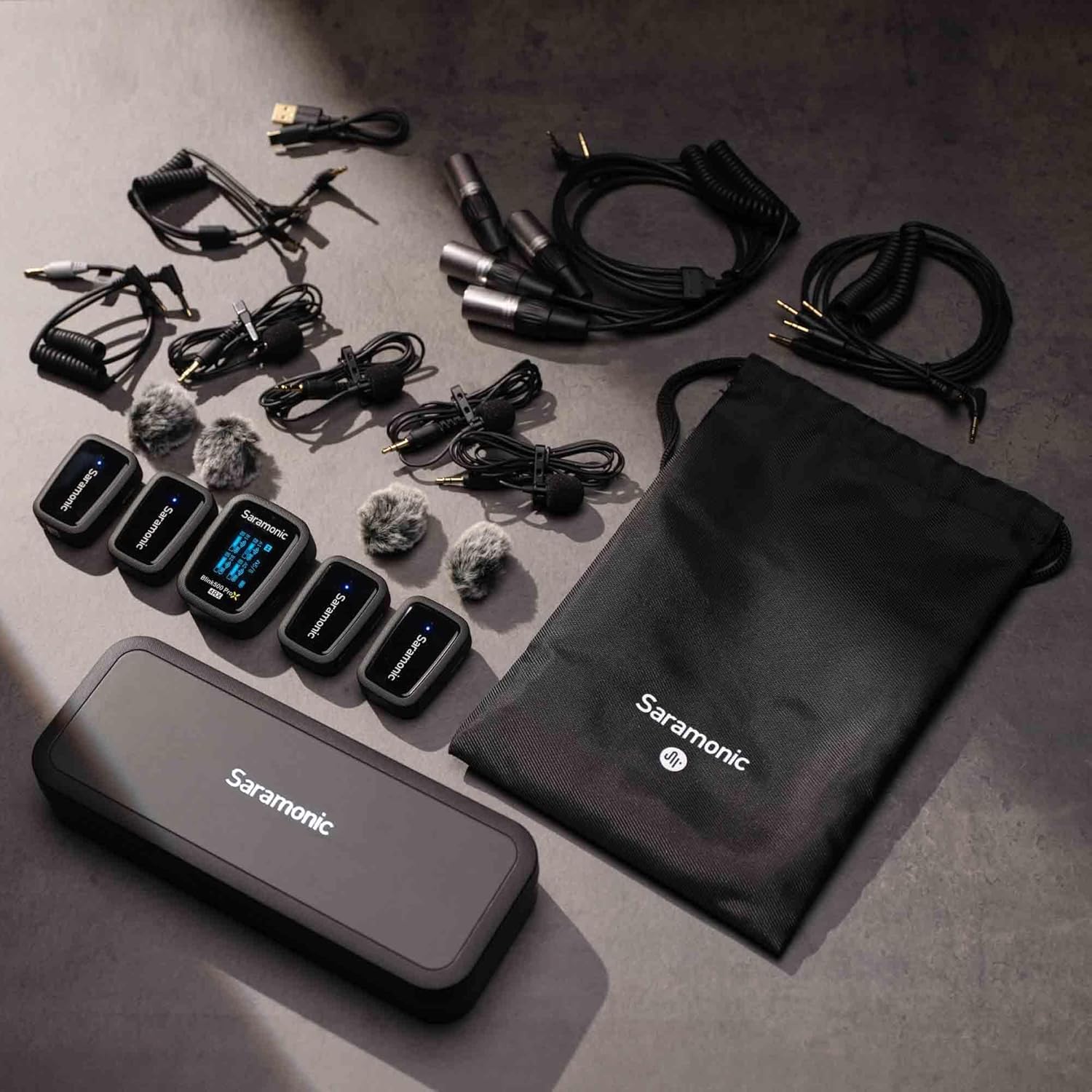 Saramonic Blink 500 Prox B8 4-Person Wireless Lavalier Microphone, 2.4GHz, 328ft Range, 4 Transmitters & 1 Receiver, 24-Bit Sound, for DSLR, Camcorder, Smartphone, YouTube, Interview, Podcast