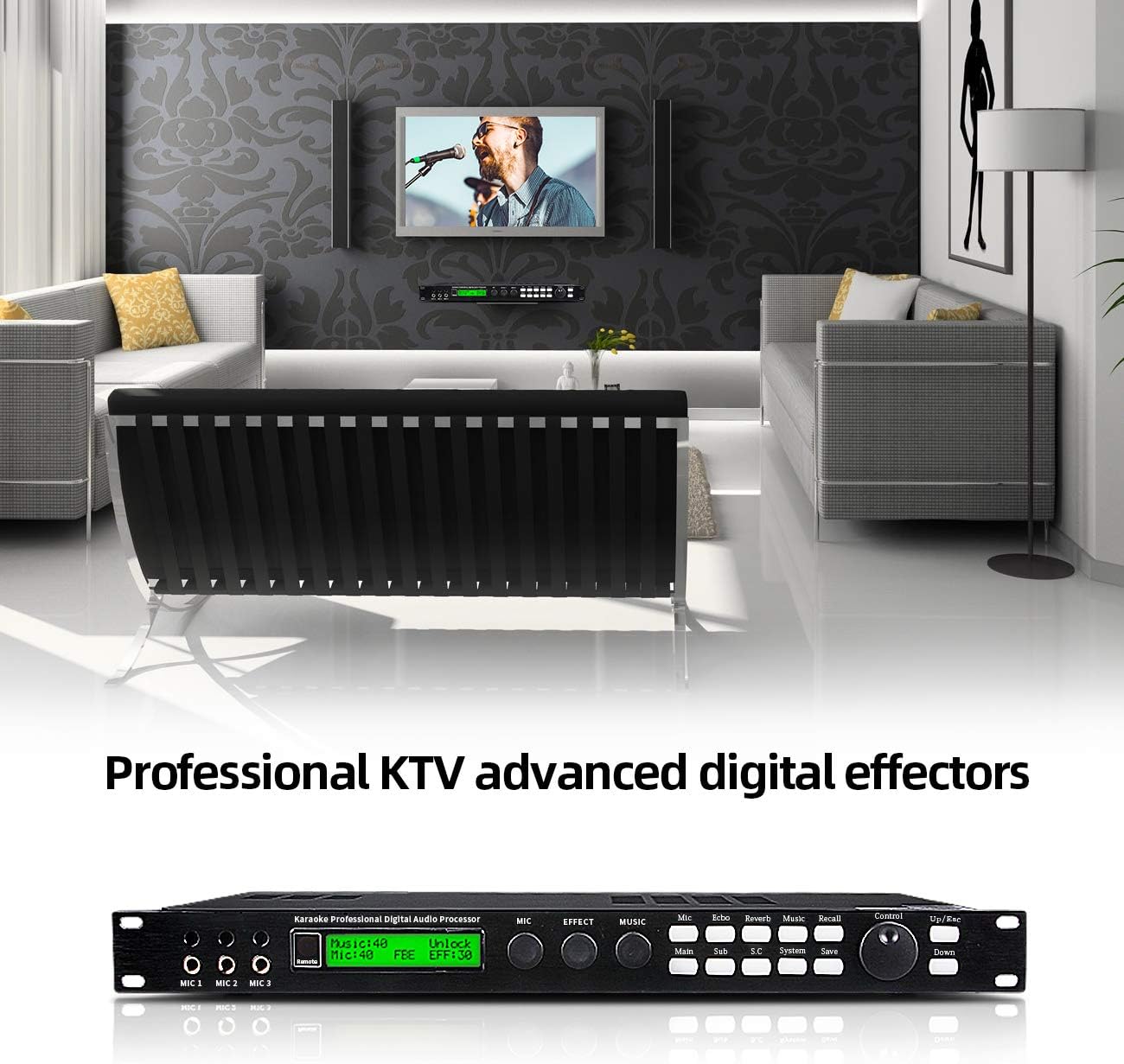 Depusheng X5 Karaoke Professional Digital Audio Processor Can Set via a PC Interface Prevent Howling