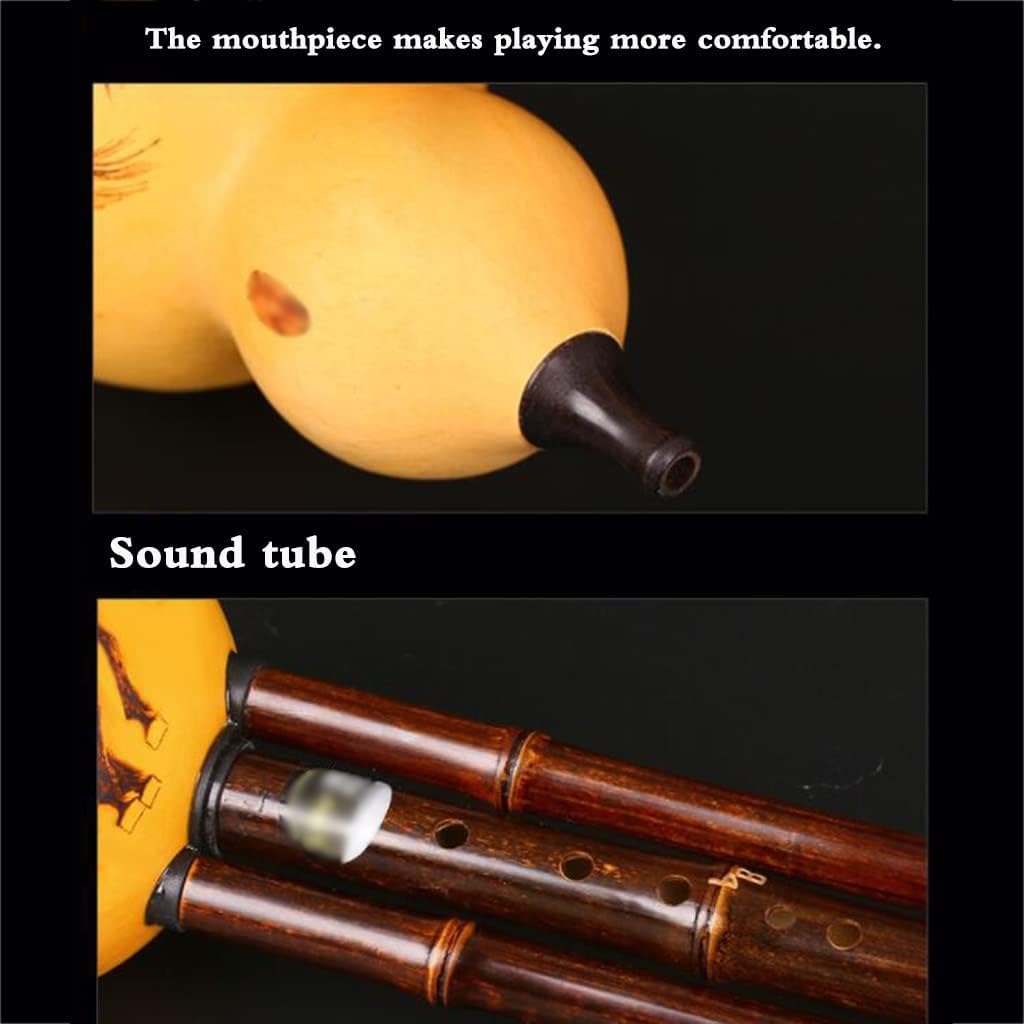 Woodwind Music Playing Gourd Flute Woodwind Instrument Playing The On Stage Children Develop Interest in Musical Instruments for Elders, People Who Love Music (Brown F)