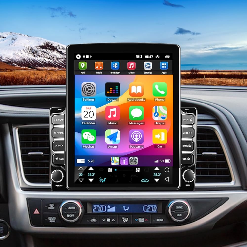 Car Stereo Radio for Toyota Highlander 2014-2019 with Wireless Carplay & Android Auto,9.7 Inch Car Audio Receiver GPS Navigation Unit with Bluetooth Head Unit Backup Camera WiFi SWC- 2G+32G