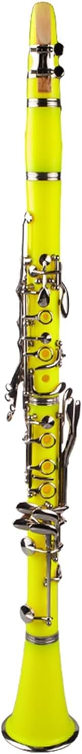 Standard Clarinet Yellow ABS Clarinet Bb Cupronickel Nickel Plated 17 Keys with Cleaning Cloth Gloves Woodwind Instrument Beginner Clarinet