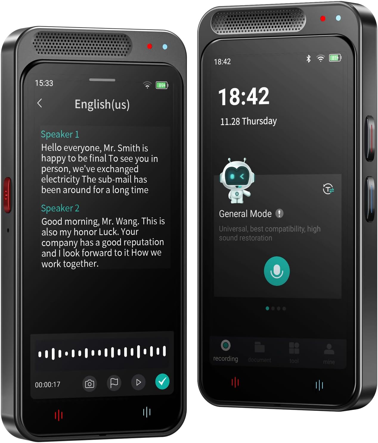AI Voice Recorder, 80GB Digital Voice Recorder with Free Transcription, Summarize, Translation Base on AI Technology, Online Offline Work, Support 134 Languages, AI Recorder for Lectures, Meetings