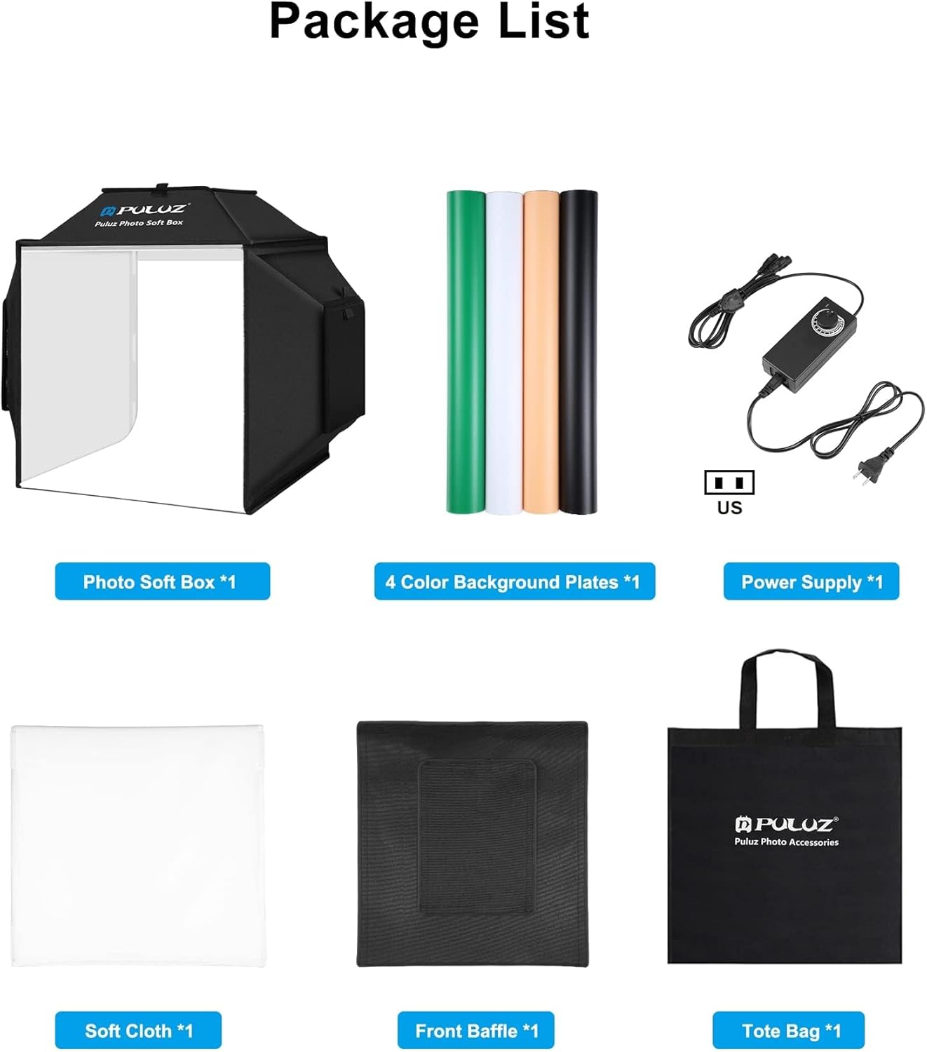 PULUZ 16x16 Inch Upgrade Photo Studio Light Box, Professional Dimmable Shooting Tent with 480 LED Lights & 4 PVC Backdrops, Portable Softbox for Jewelry, Small Product Photography