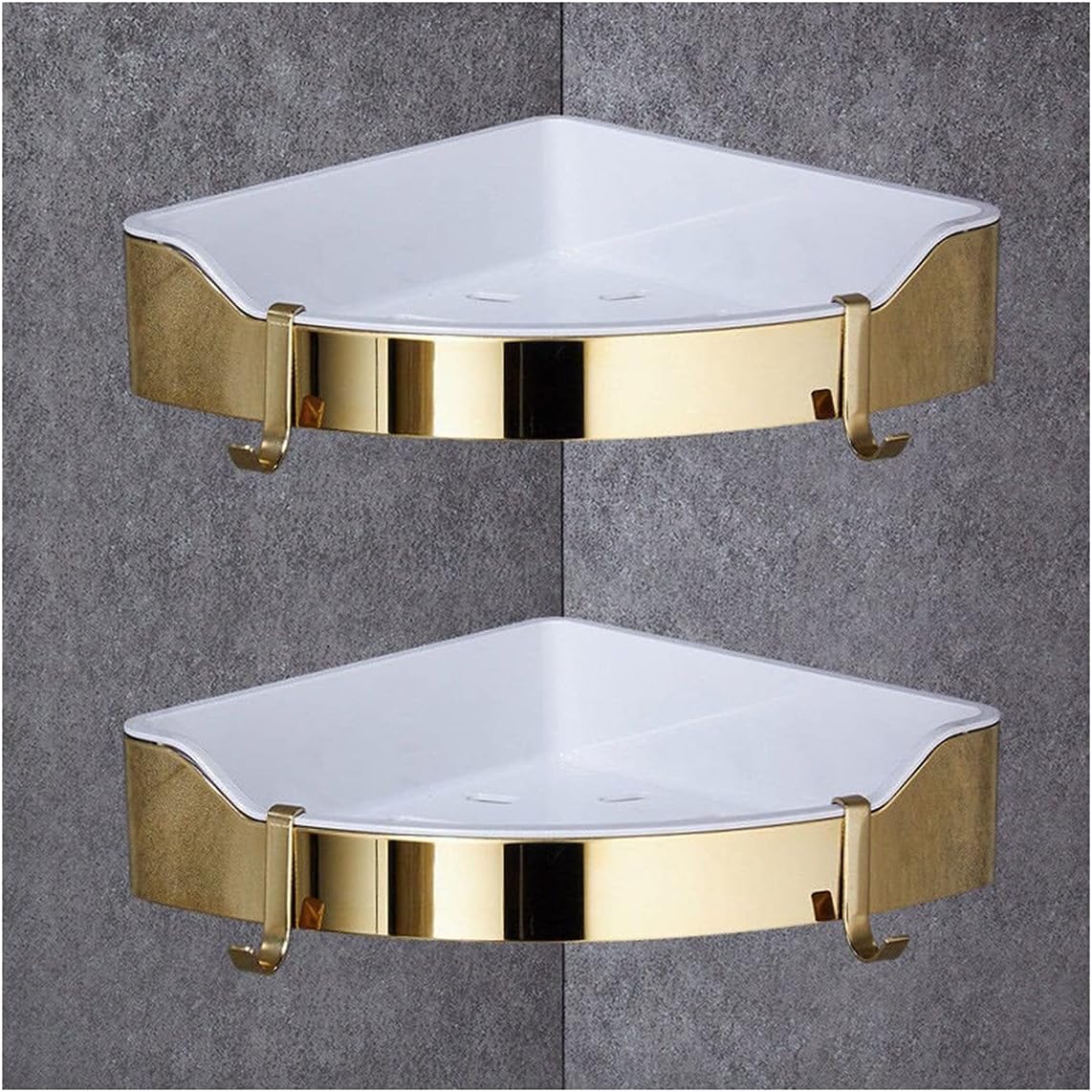 Shower Shelves Bathroom Organizer Corner Shelf, Bathroom Corner Shelf, Shower Storage Wall Holder Holder Bathing Accessories (Color : Gold Two Tiers)