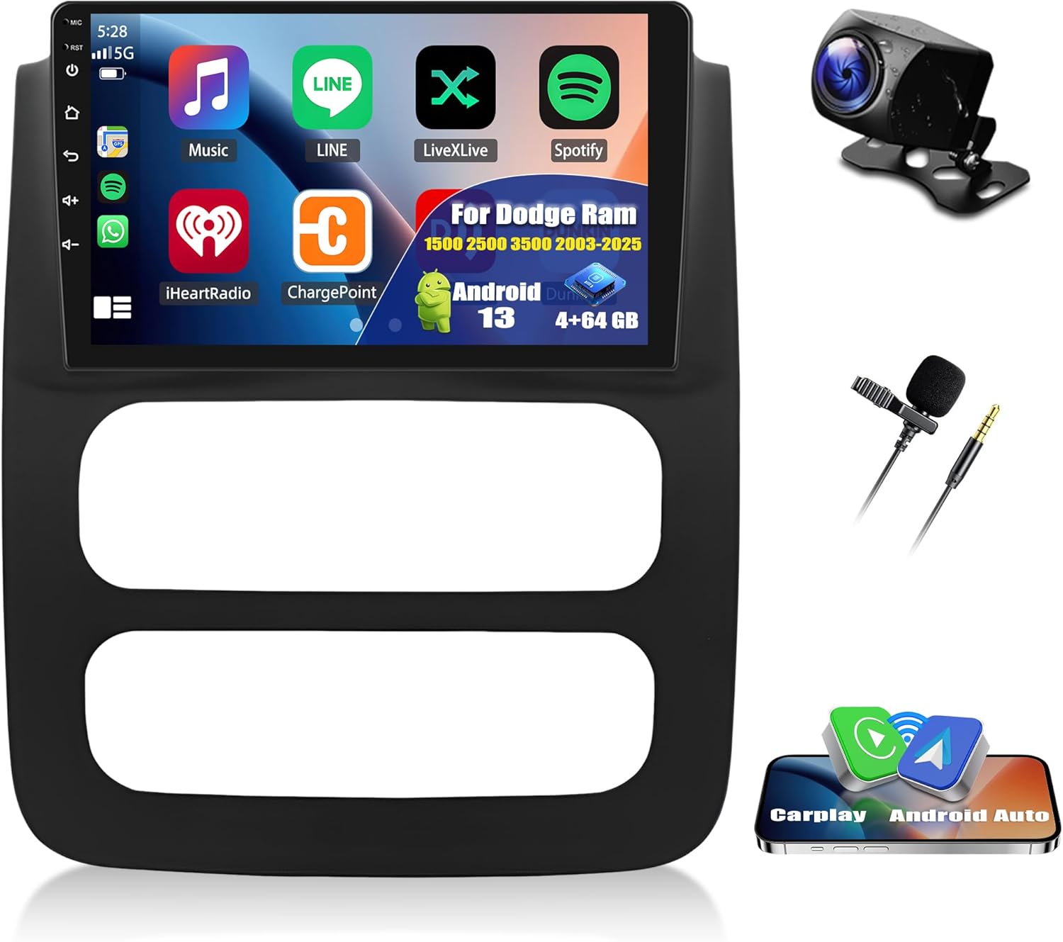 4+64GB Car Stereo Radio for Dodge RAM 1500 2500 3500 2002 2003 2004 2005, 9