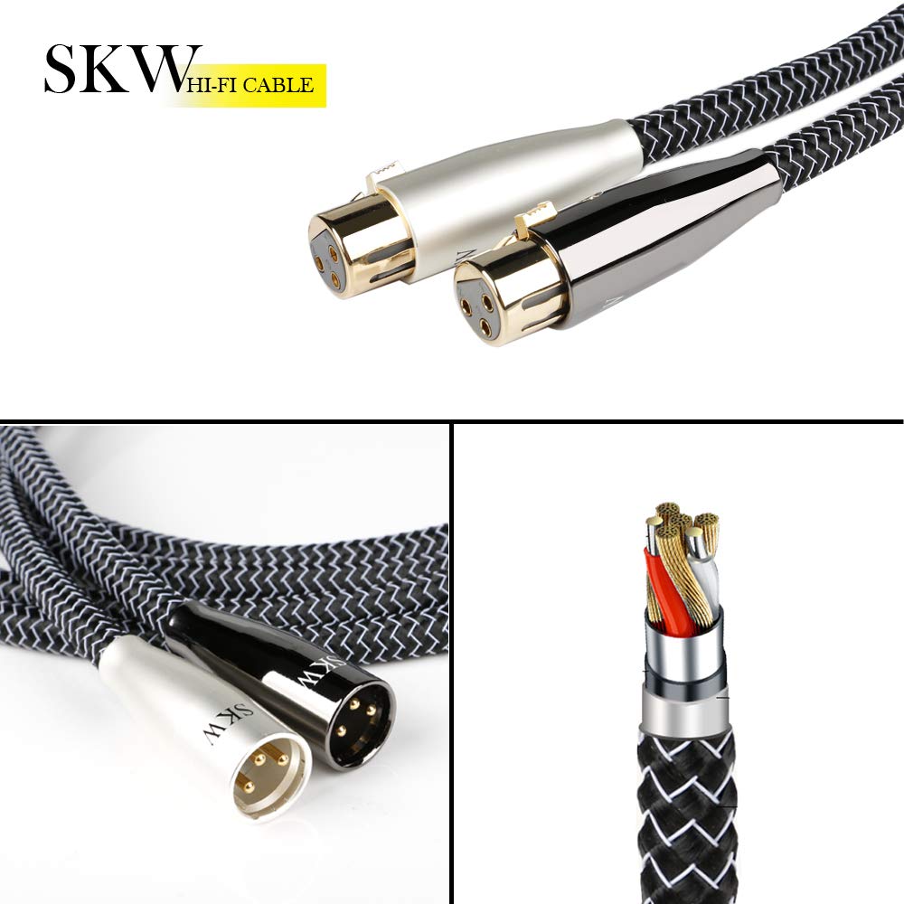 SKW High-End WG Series A Pair Balanced XLR Male to Female 3 PIN Microphone Cable 3.2ft/1M (2 Cables)