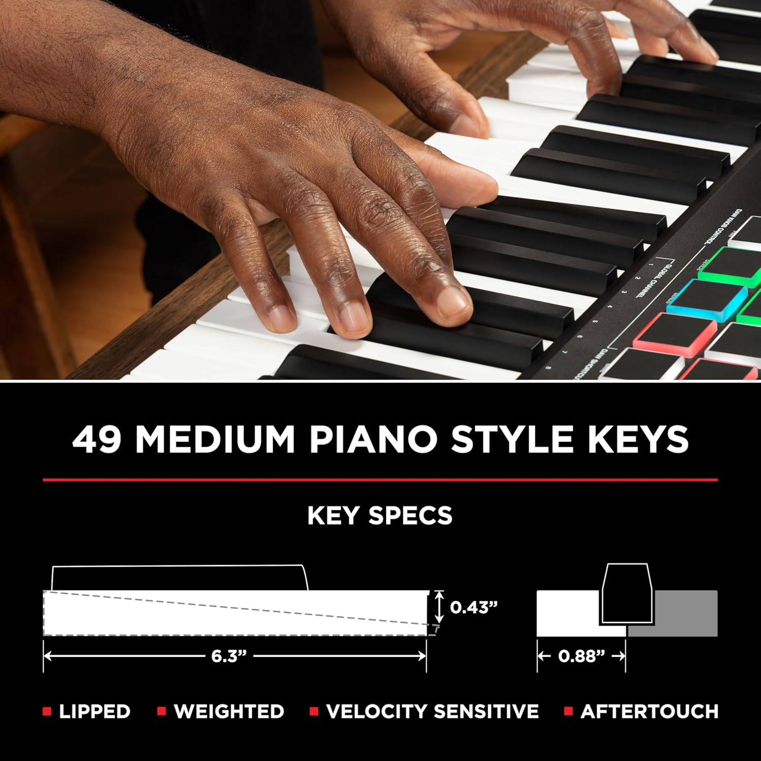 M-AUDIO Oxygen Pro 49 Key USB MIDI Keyboard Controller With Beat Pads, MIDI-assignable Knobs, Buttons and Faders, and Native Instruments Sound Package (NKS Integration)