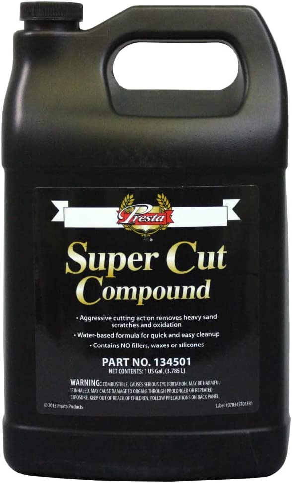 Presta 134501 Super Cut Extremely Aggressive Compound Designed to Remove Up to 600-grit Sand Scratches and Oxidation -1 Gallon (134501)