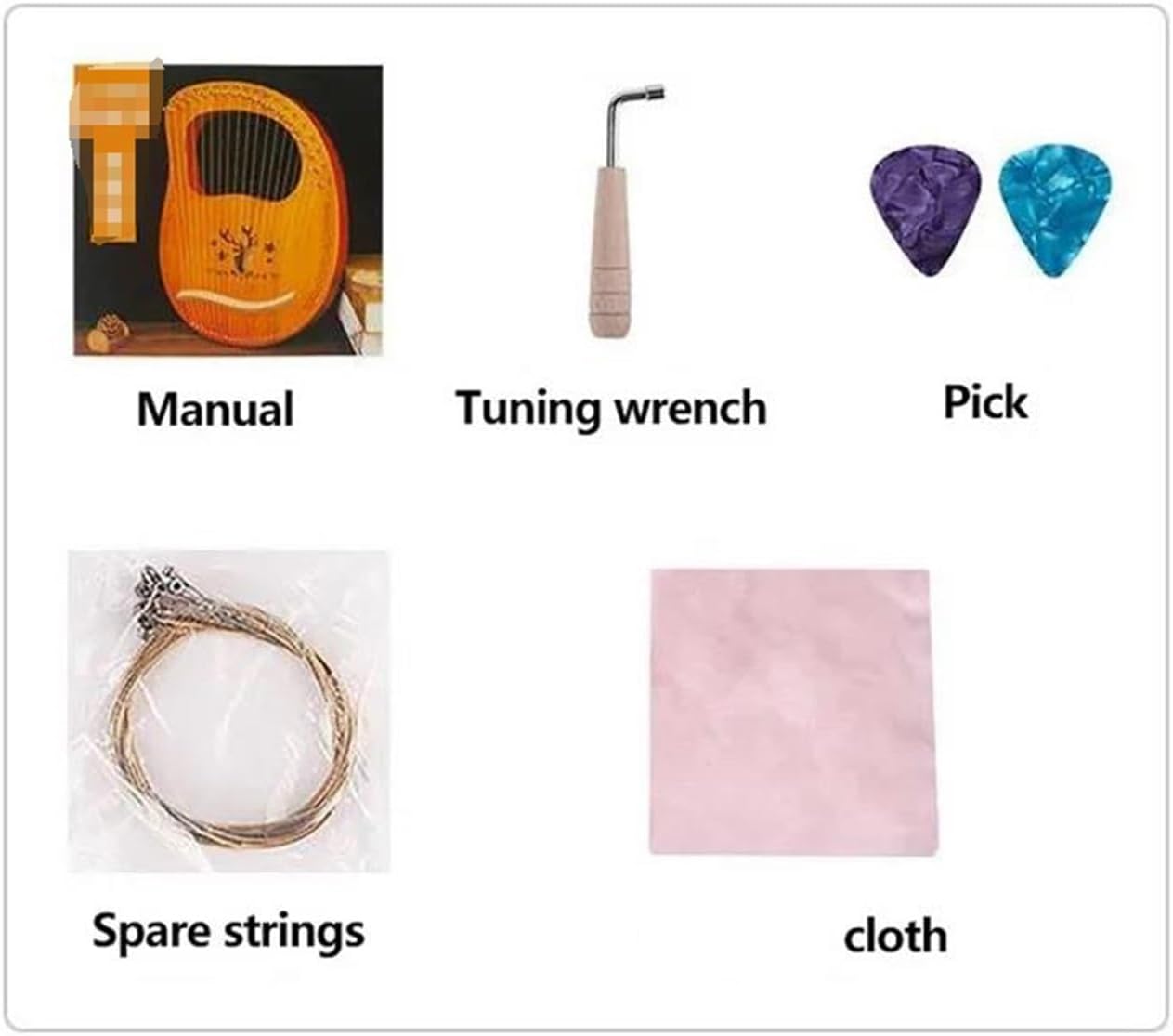 Lyre Harp Set 16/19 Strings Wooden Mahogany Harp Classical Musical Instrument With Tuning For Music Lovers Easy To Learn(19H)