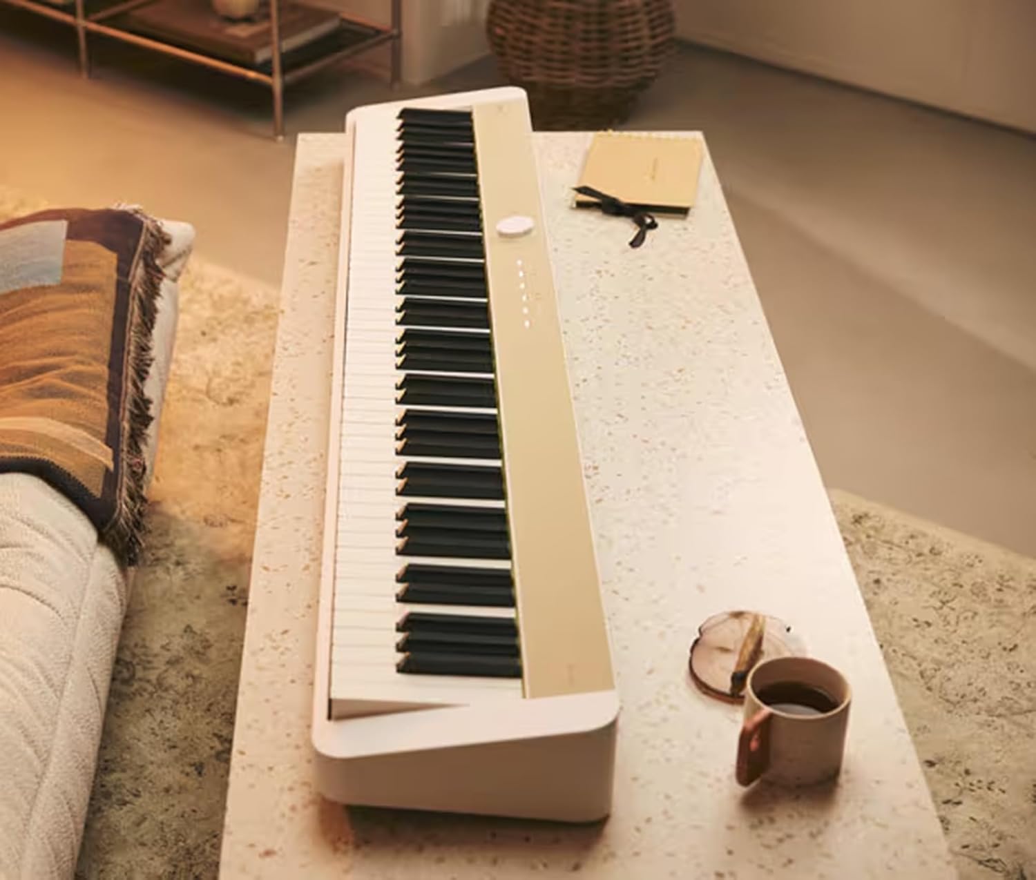 Casio PX-S1100 Privia Digital Piano - Mellow Beige Bundle with CS-68 Stand, Bench, Sustain Pedal, Instructional Book, Austin Bazaar Instructional DVD, and Polishing Cloth