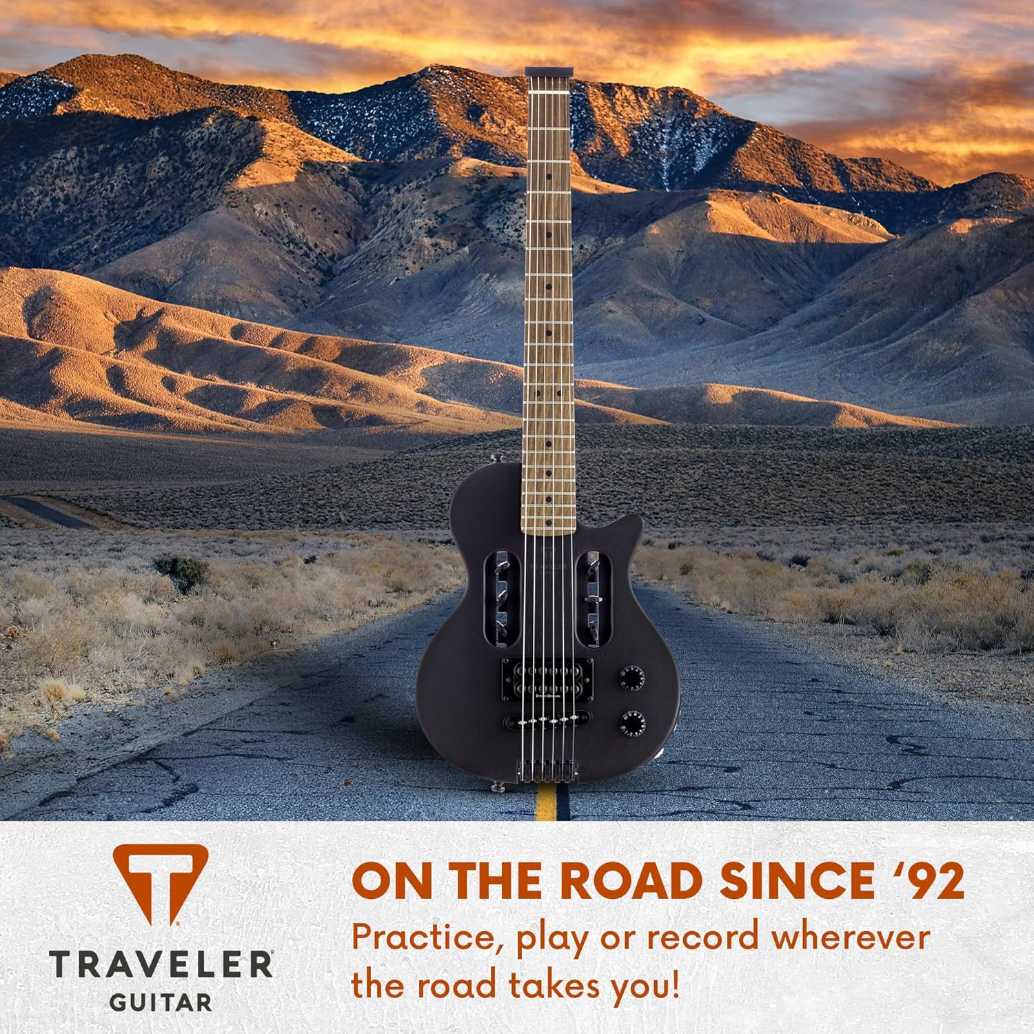 Traveler Guitar 6 String Solid-Body Electric Guitar, Right, Black Matte (EG1B BKM)