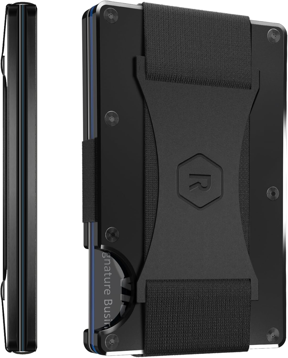 Ridge Wallet for Men - Slim Minimalist Compact Wallet and Card Holder, RFID Protected Front Pocket Wallets for Men with Integrated Cash Strap (Royal Black)