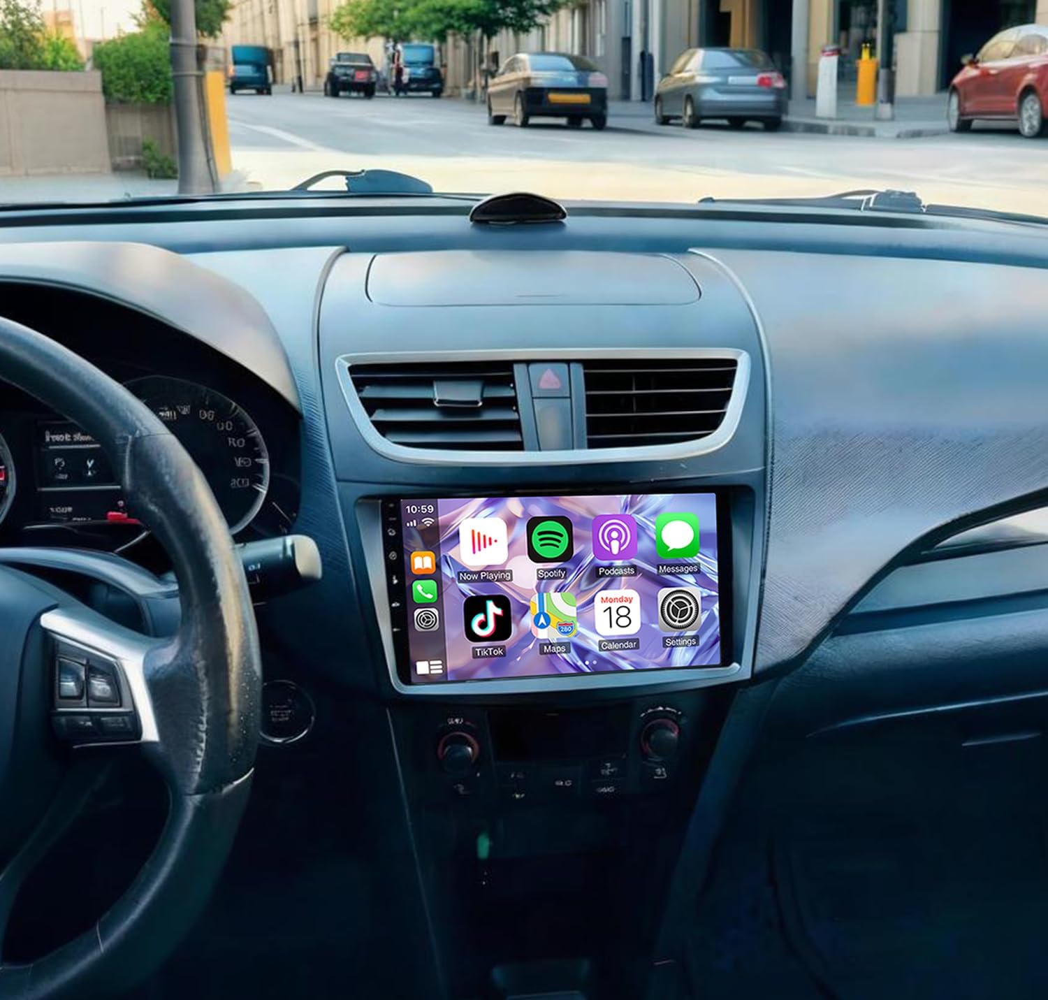 2+64G Car Radio Stereo fit for S-uzuki Swift 2010 2011 2012 2013 2014 2015 2016,9 Inch IPS Touch Screen Features AM/FM Radio,Support Wireless CarPlay/Android Auto,SWC/Airplay Free Backup Camera