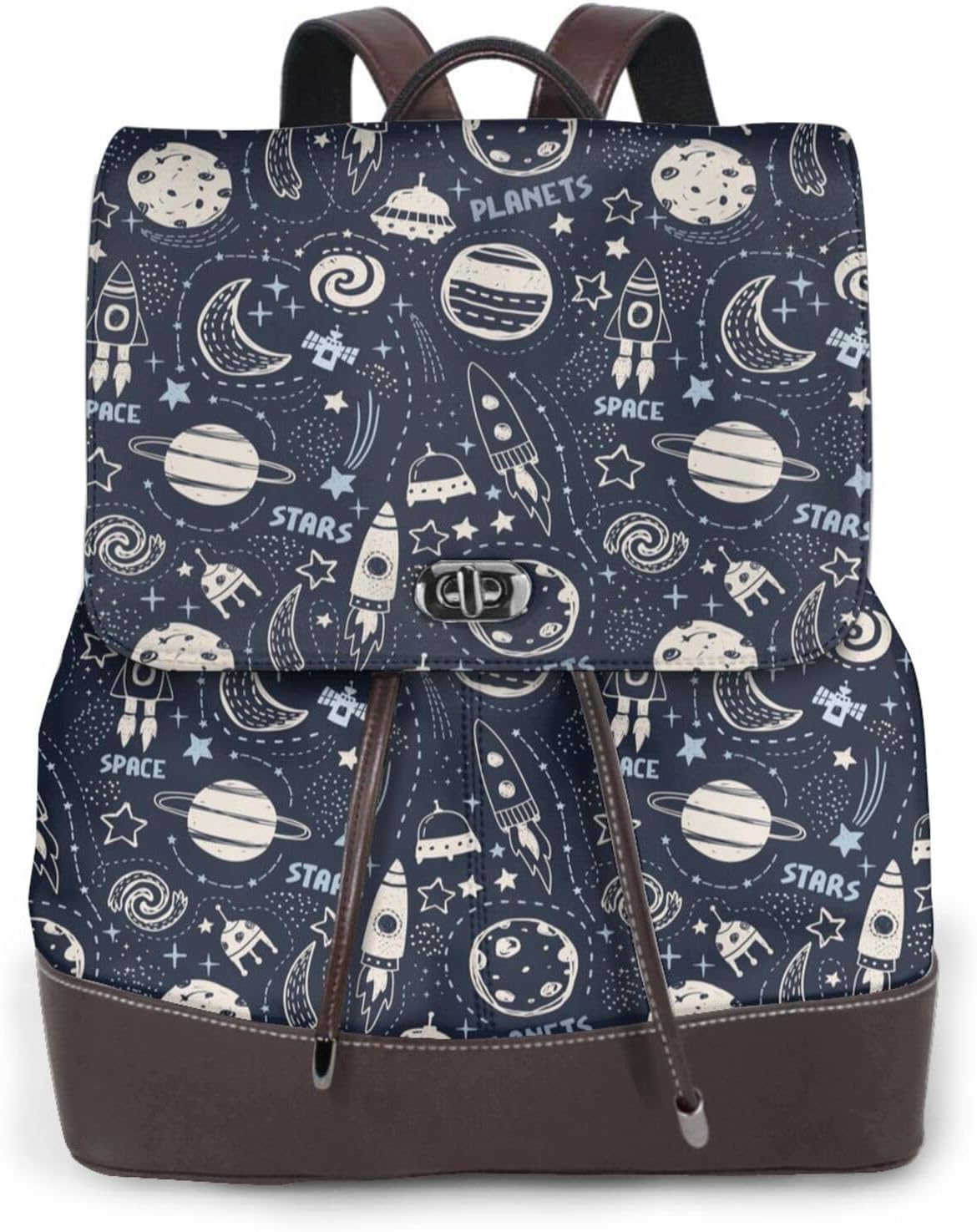 Cute Rocket Satellite for Womens Backpack Purse Microfiber PU Anti-theft Large Fashion Designer Travel Bag Ladies Shoulder Bags