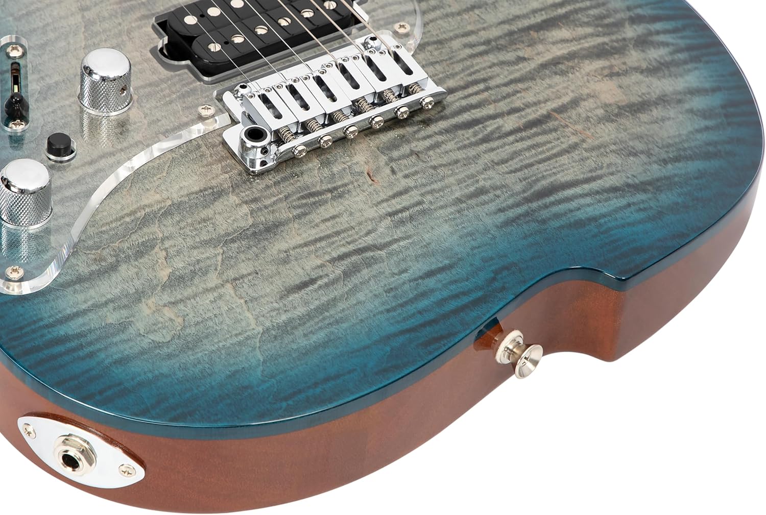 Vola Electric Guitar OZ RV TNC LH Aqua Burst Gloss Handmade in Japan MIJ Solid Flame Maple Top Roasted Maple Neck Stainless Steel Frets Gotoh Bridge Gotoh Locking Tuner 6 Strings Modern C Neck
