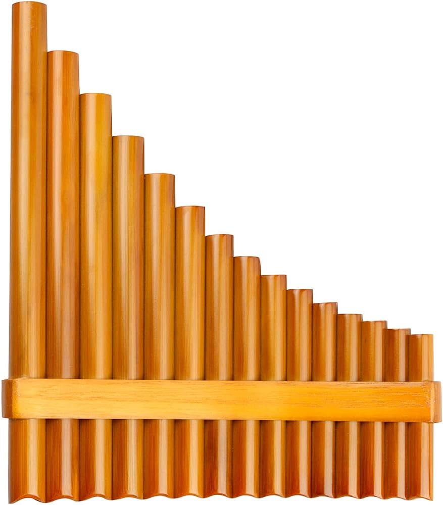 15 pipes G Key Pan Flute light Brown Folk Woodwind Instruments Kids Pan Pipes Including Tunning Sticks Pipes inner clearning Stick cloth and pu leather bag (Right Hand)