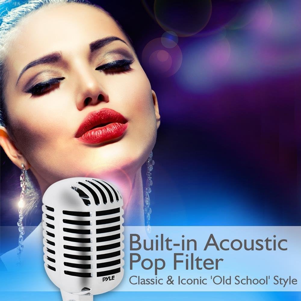 Pyle Pro PDMICR42SL Old Fashioned Vintage Retro Style Dynamic Adjustable Compact Desktop Studio Mic Professional Vocal Recording Microphone (4 Pack)