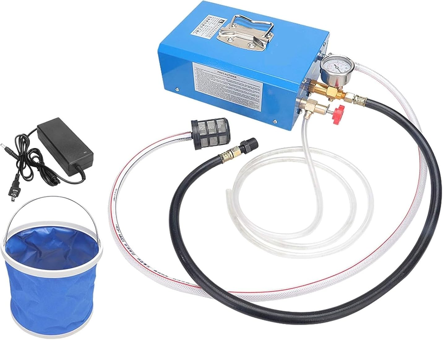 Electric Pressure Testing Pump, Hydrostatic Test Pump Tool, Max Flow 9L/min, Pressure 0-12kg/cm², with Shockproof Pressure Gauge, for Container Irrigation, Floor Heating, Water Heating