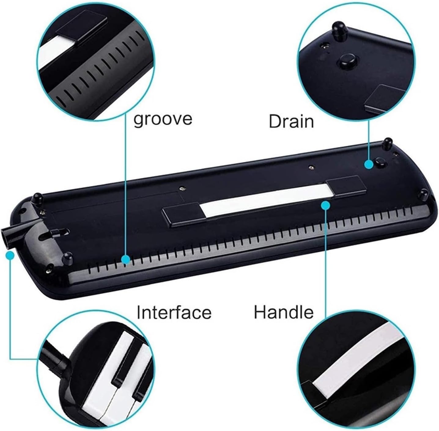 Melodica Professional Melodica Children Beginner with Double Tubes 32 Keys Musical Keyboard with Bag(Red)