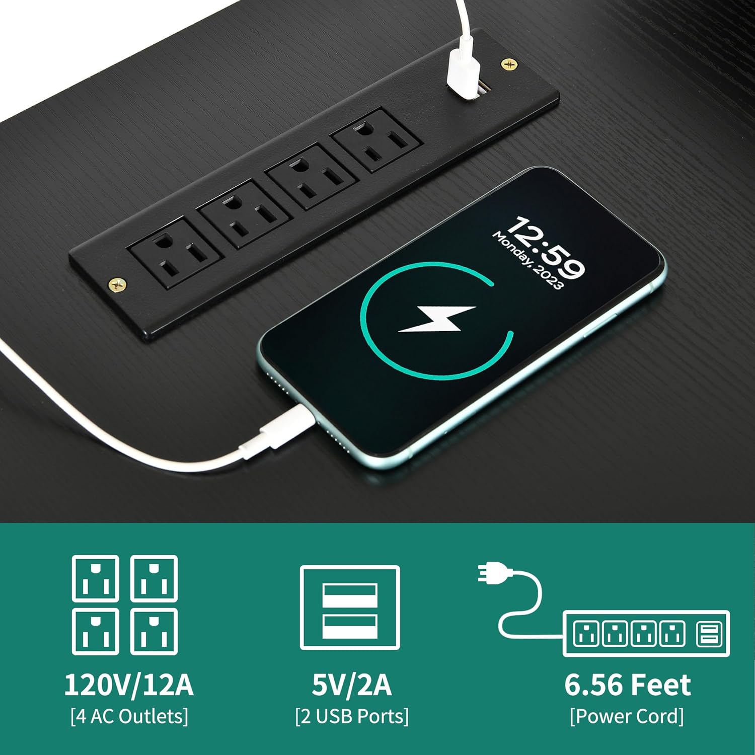 YITAHOME U Shaped Desk with Power Outlets & LED Lights, 79