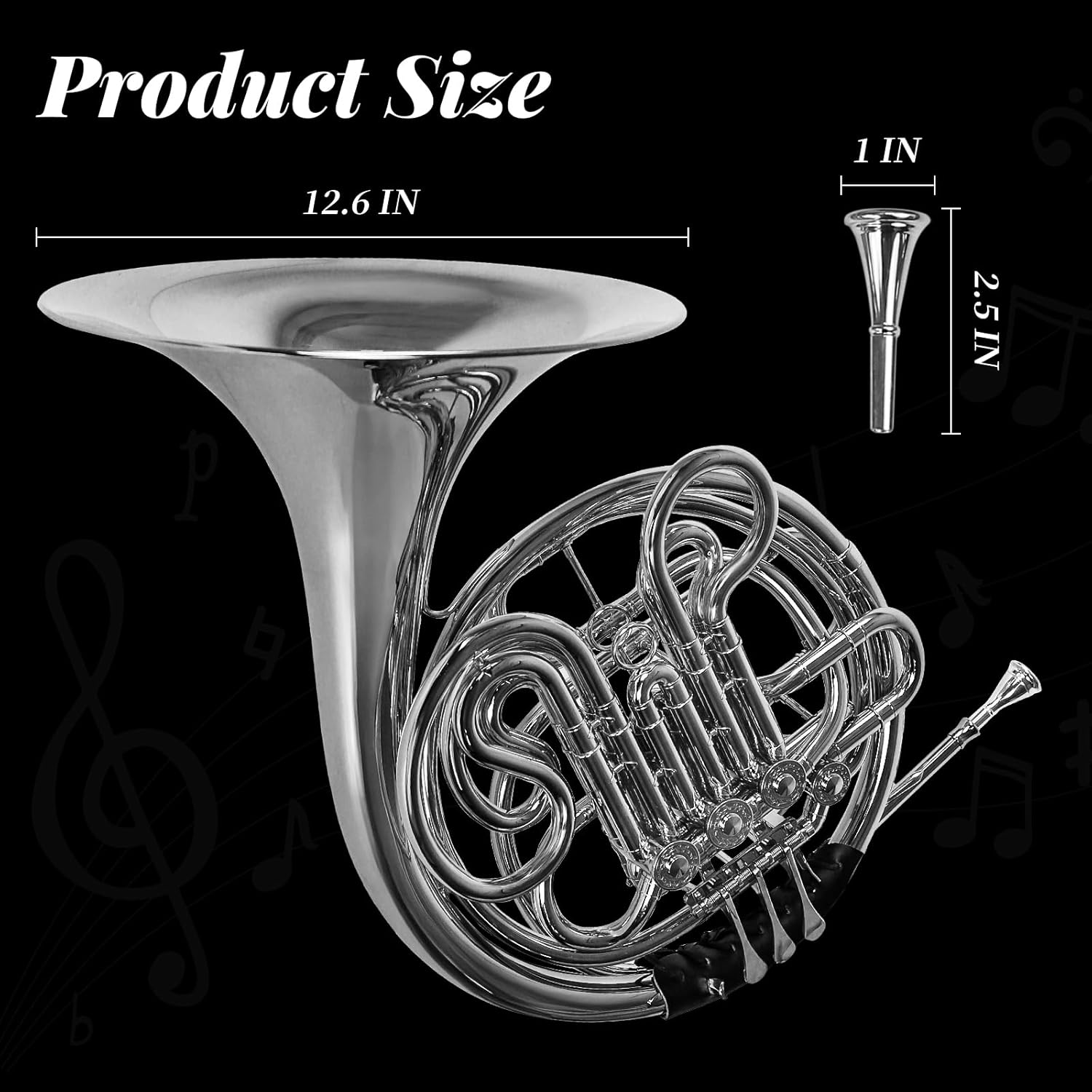 Double French horn, French horn, 4-button F/B tuning, select brass, one-piece French horn design, comes with backpack, gloves, cleaning cloth, and cleaning tool kit(silver, all-in-one)