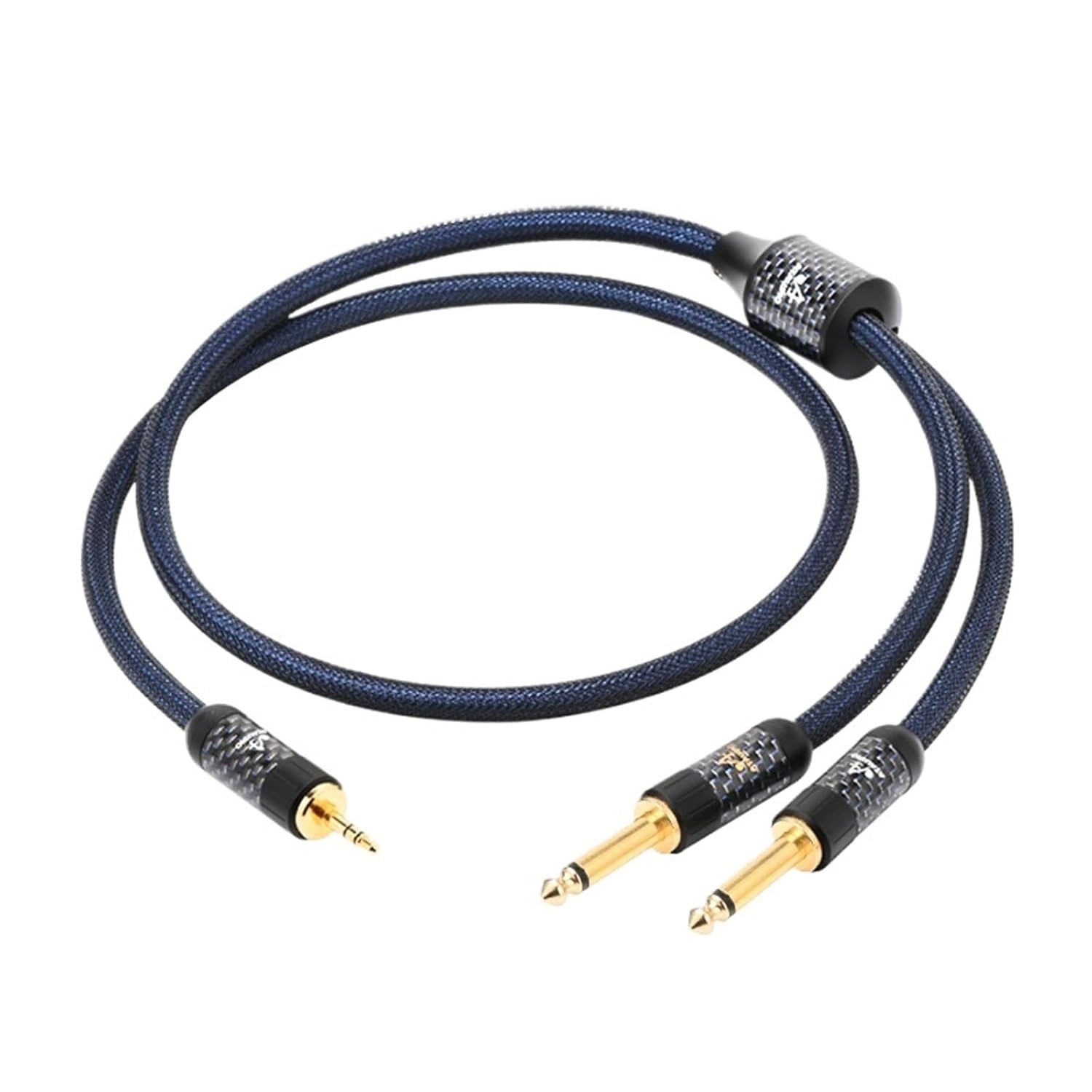 HiFi 3.5 to Dual 6.5 Cable Y Splitter Jack Stereo 3.5mm to Double 6.5mm TS Audio Cable for Mixer Amplifier(1.5m)