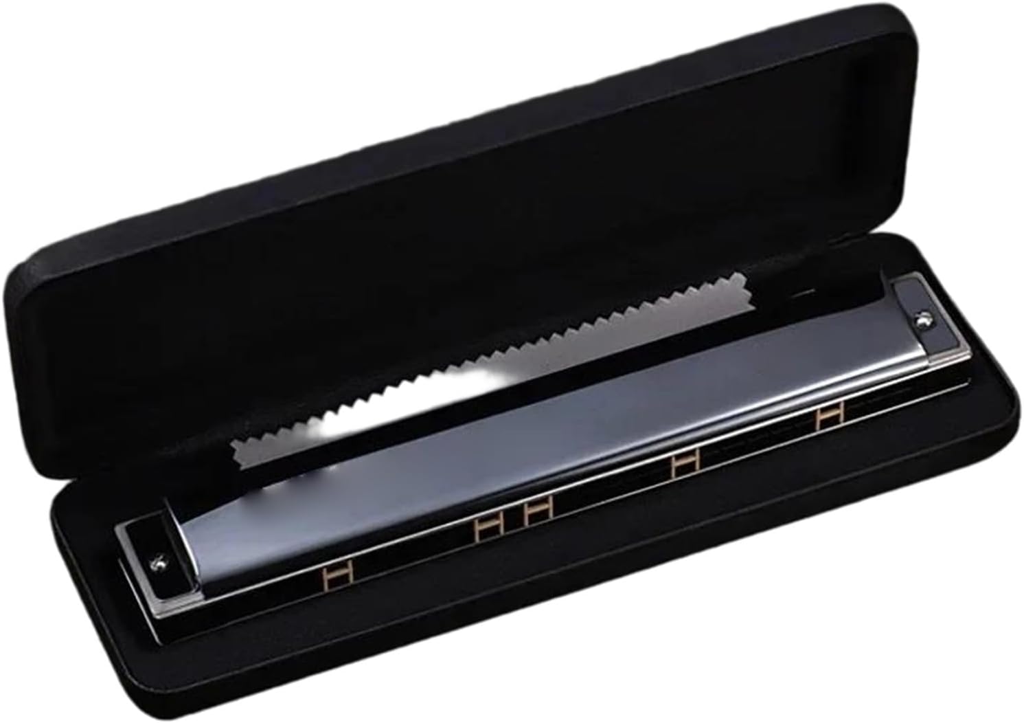 Musical Harmonica 28 Hole Chromatic Harmonica In C Key Professional Tremolo Woodwind Instrument(Bk)