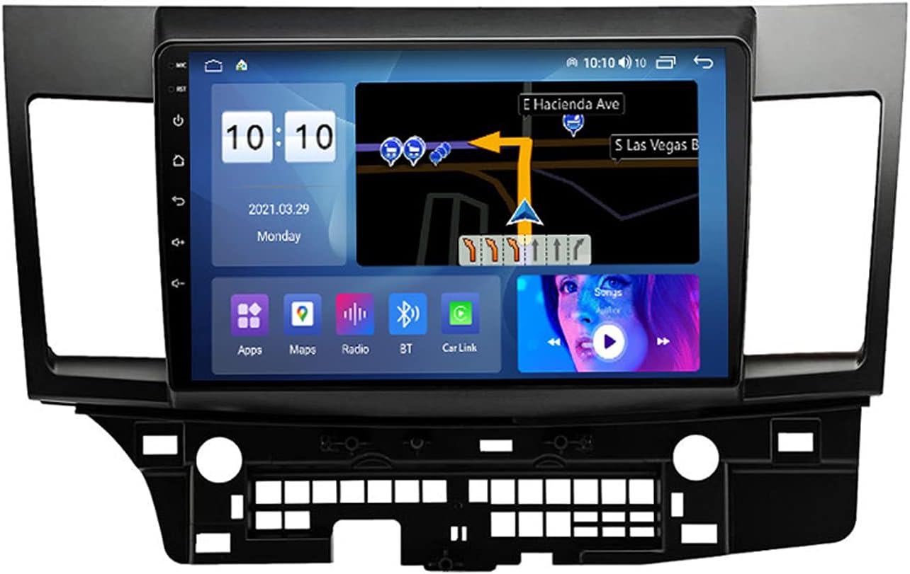 Android Car Radio Bluetooth Hands-Free, 2 Din Car Stereo Radio Receiver, for Mitsubishi Lancer 10 2007-2012 Built-in Mic Bluetooth 4.0 Support Carplay SWC Mirrorlink DSP