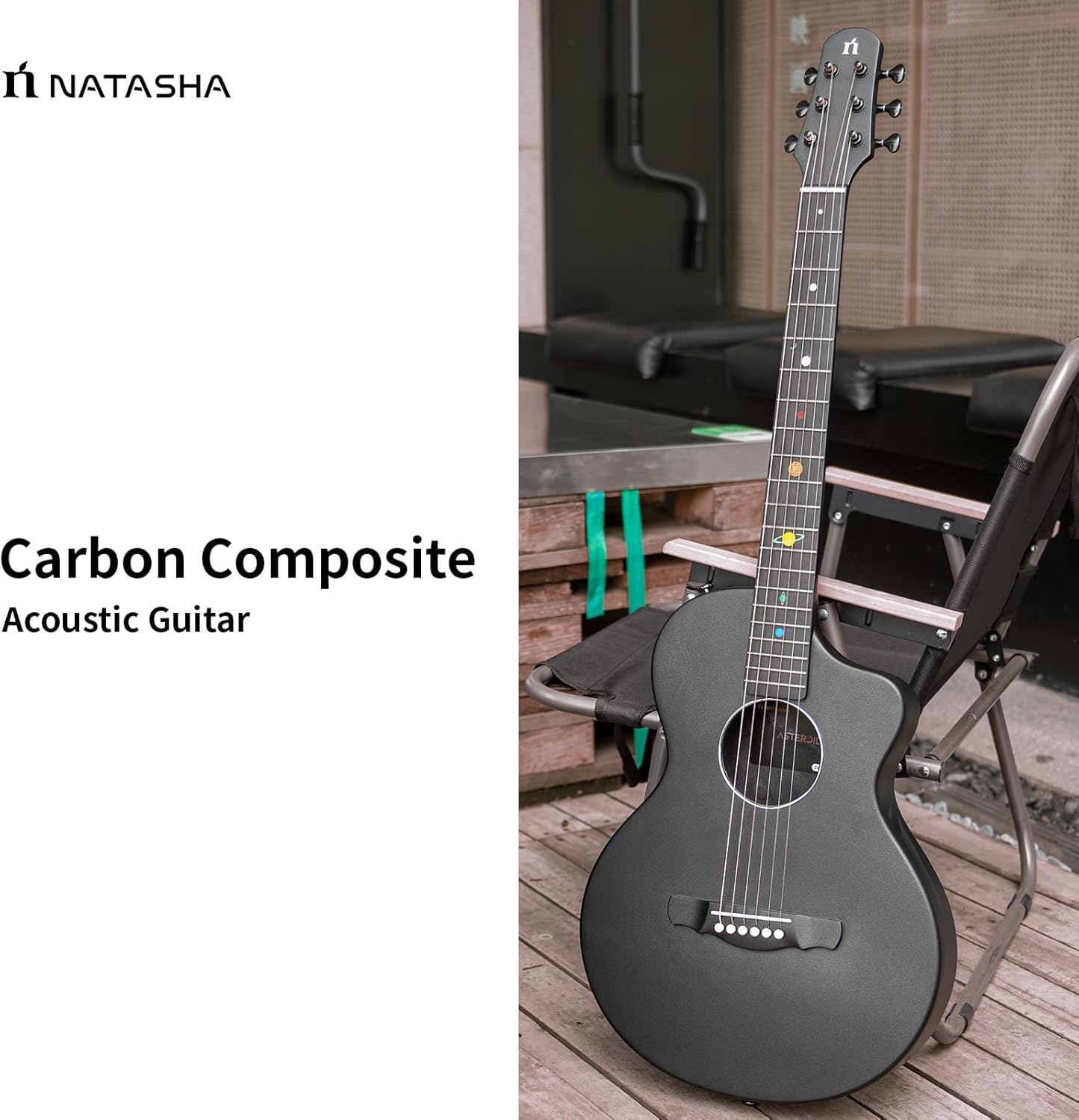 Natasha Carbon Fiber Acoustic Guitar, Cosmic Black
