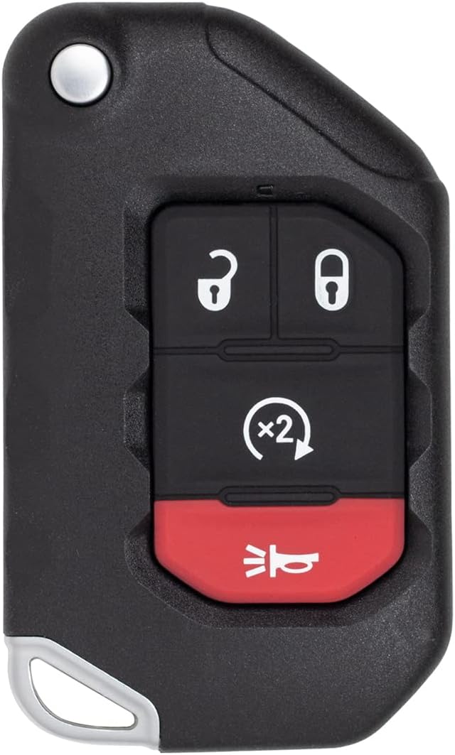 StandardAutoPart Car Chip Smart Flip Key Compatible with Jeep Gladiator Wrangler 2018 2019 2020 2021 2022 2023 2024 OHT1130261 (4 Button)
