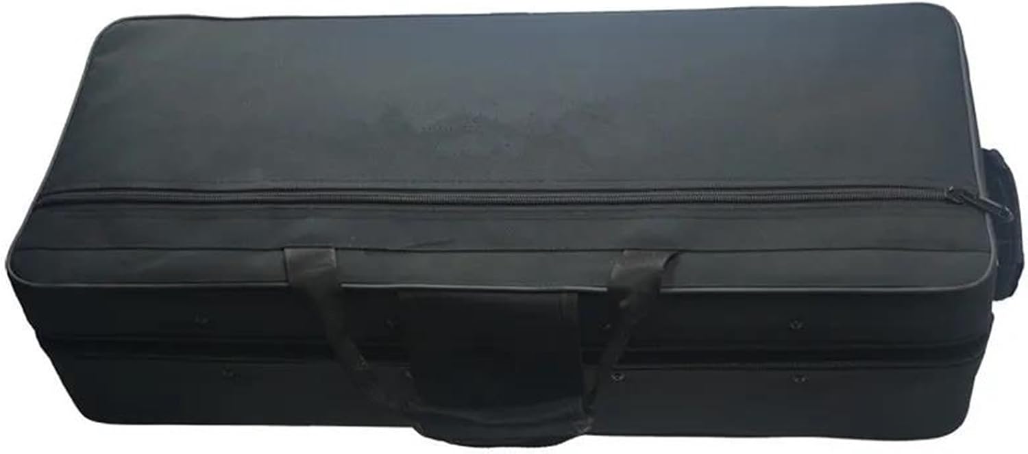 Black Carve Pattern Bb Bend Althorn Treble Saxophone Sax Pearl White Buttons Wind Instrument (Color : Canvas bag)