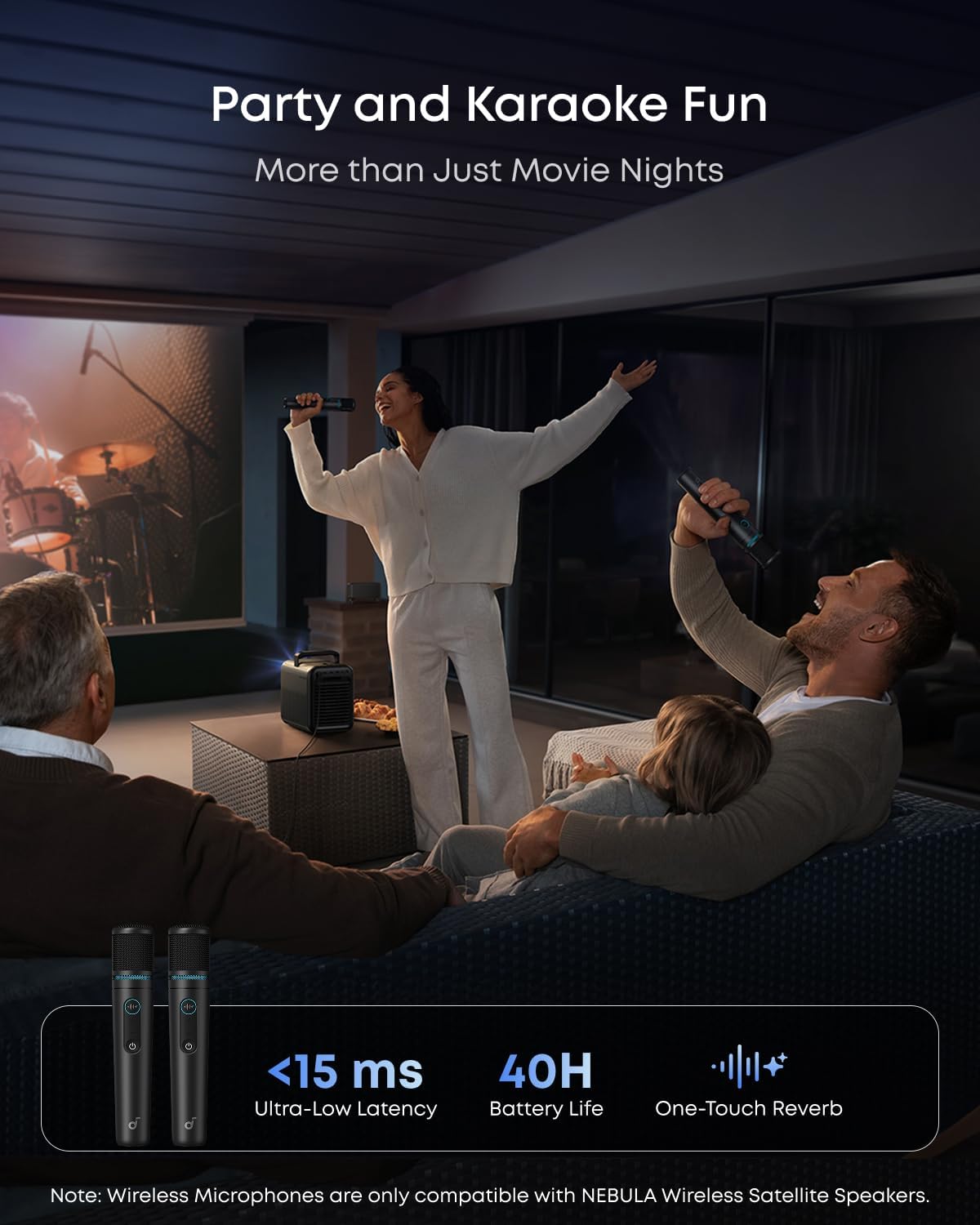 NEBULA X1 Accessory Pack for Projector, With Wireless Satellite Speakers, Wireless Microphones, Carry Case, All-in-One Entertainment Kit, Compatible with NEBULA X1, For Party, Karaoke, Portable Cinema