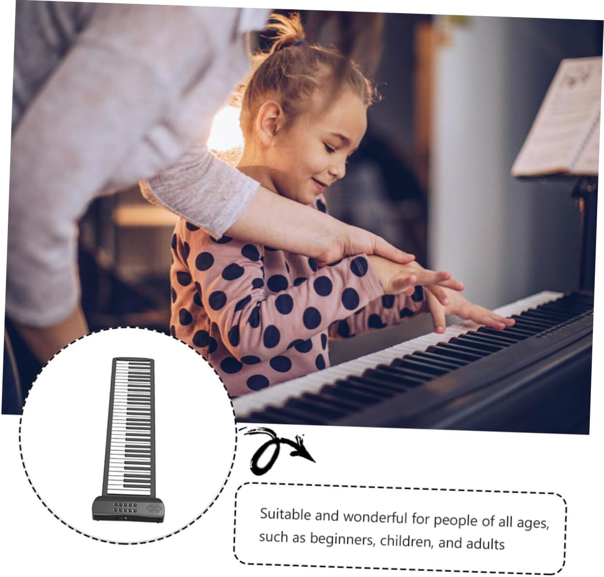 Roll-up Piano Keyboard 61 Keys Portable Electronic Hand Roll Piano Ideal for All Ages