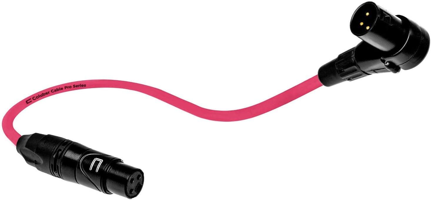 Balanced XLR Cable Right Angle Male to Straight Female - 100 Feet Pink - Pro 3-Pin Microphone Connector for Powered Speakers, Audio Interface or Mixer for Live Performance & Recording