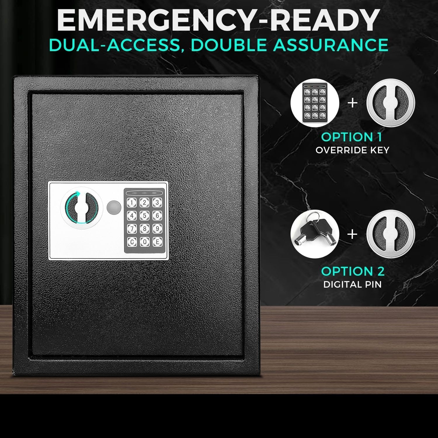 Flexzion Key Box Wall Mount With Code, Key Cabinet, Key Deposit Slot, 40 Key Holder Organizer Locker Case, Colored Key Tags Wall Mounted Lock Box For Keys Storage (Black)