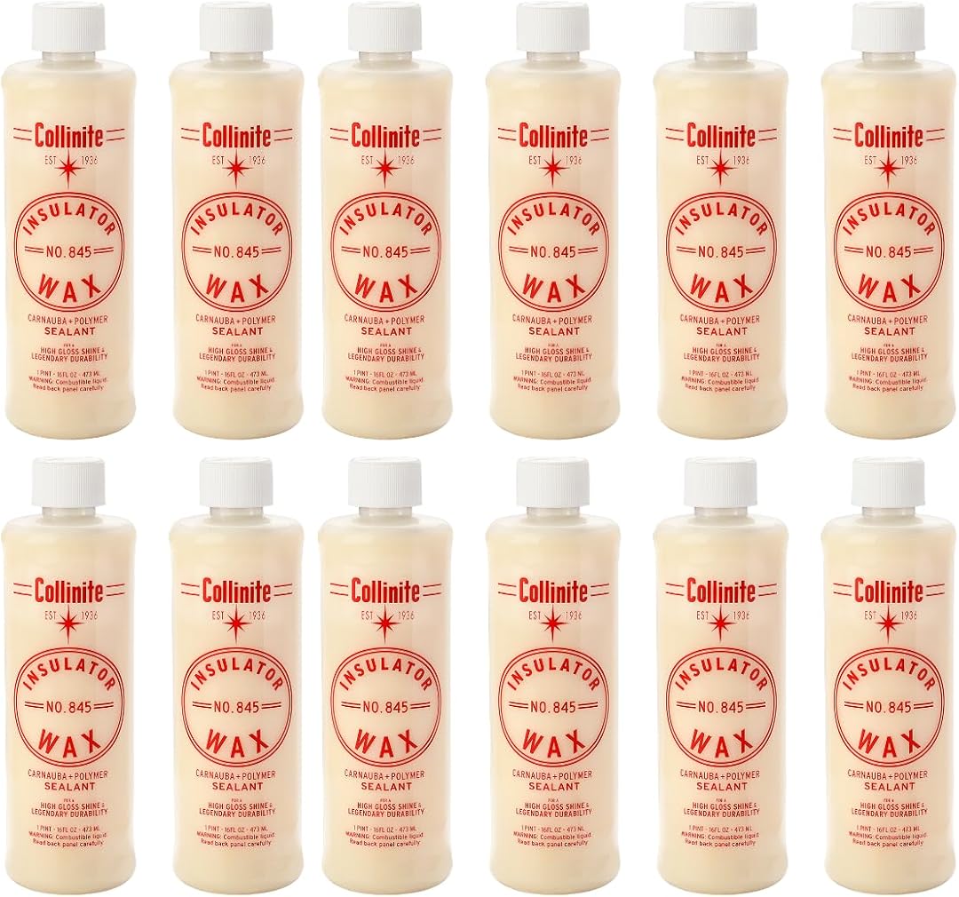 Collinite 845 Insulator Wax - Carnauba+Polymer Sealant, High Gloss, Durable Beading & Long-Lasting Paint Protection for Cars, Boats, Trucks, RVs, Motorcycles (16 fl oz) Pack of 12 (Full Case)