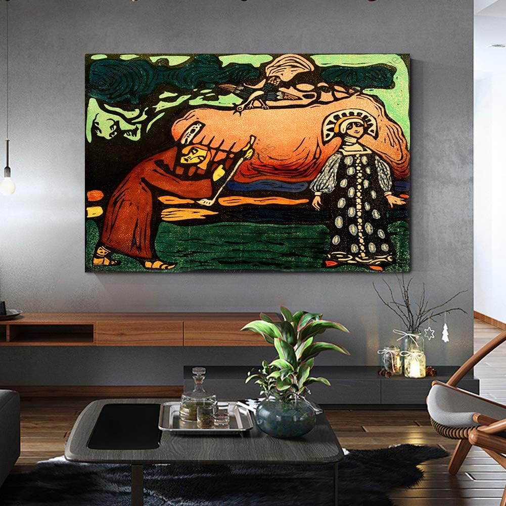 ZENDA Wassily Kandinsky Abstract Wall Art The Dulcimer Player Wrapped Canvas Art for Bedroom Livingroom Decoration Print Ready to Hang