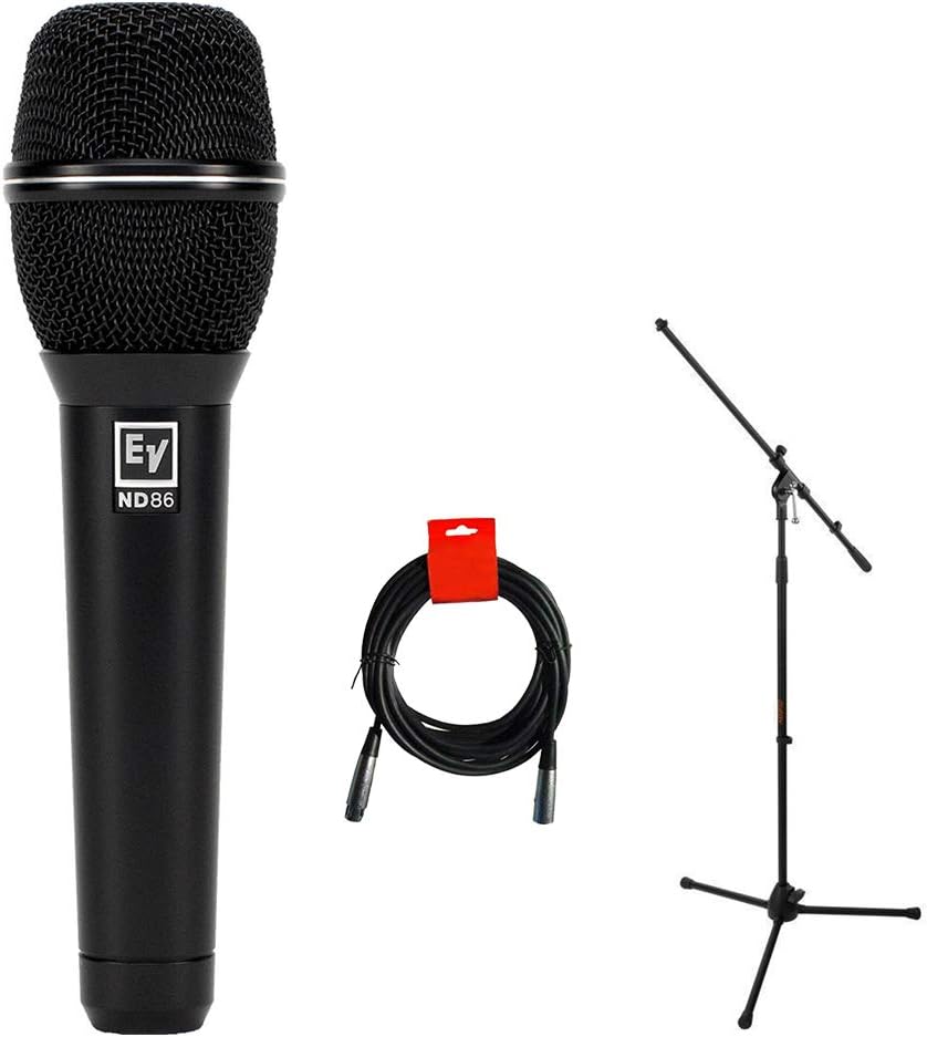 Electro-Voice ND86 Dynamic Supercardioid Vocal Microphone Bundle with Tripod Mic Stand & XLR Cable