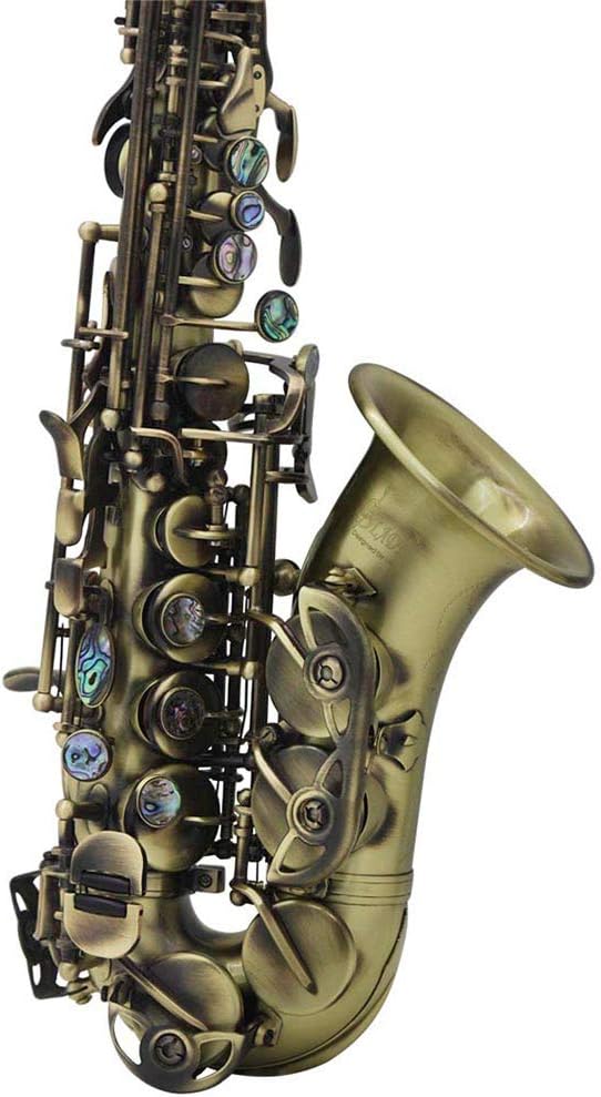 Vintage Style Bb Soprano Saxophone Sax Brass Material Woodwind Instrument with Carry Case Gloves Cleaning Cloth Brush Sax Strap Mouthpiece Brush