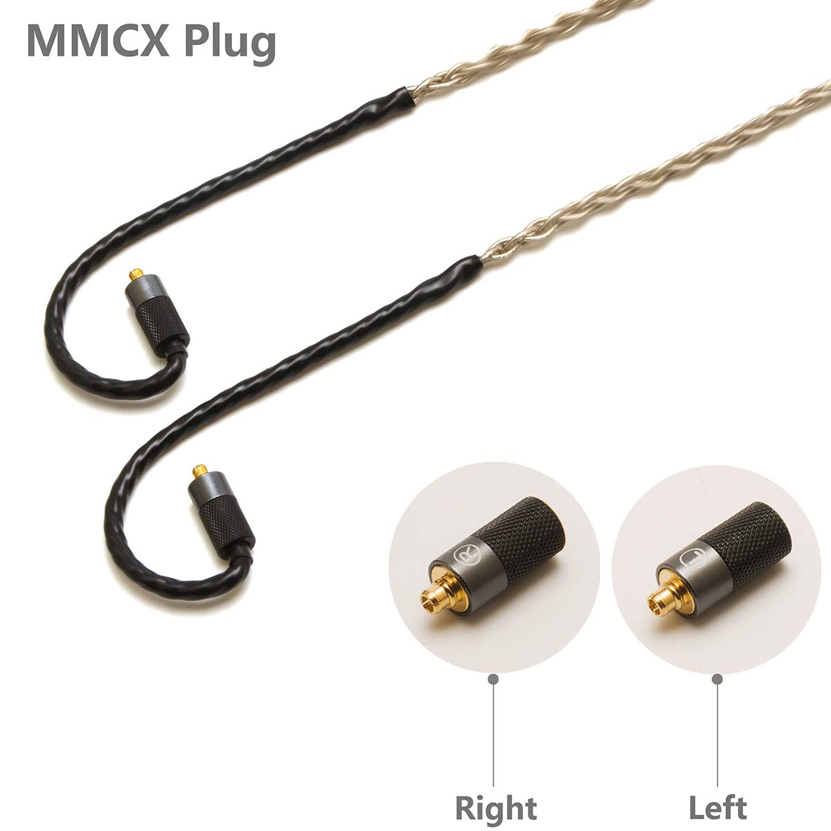 MMCX 6N Single Crystal Silver 2.5mm/4.4mm Balance Earphone Upgrade Cable for SHURE SE846 SE535 Xelento Remote t8ie t9ie UE900S IT04 DK4001 W60 Andromeda Vega JVC FW001 FW002 (L-3.5mm Plug)