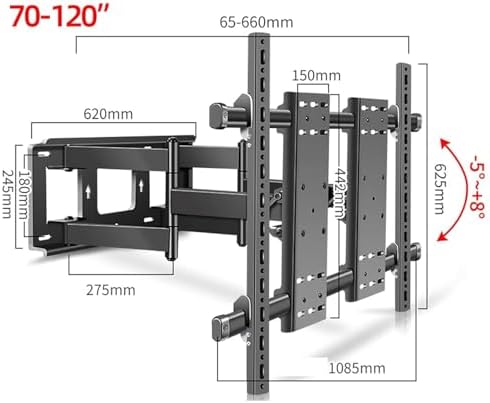 Adjustable TV Wall Mount - for 70-120 Inch LCD TV Wall Mounting Bracket, TV Mount Bracket with Two Swivel Articulating Tilt 6 Arms, Max Vesa 1000 x 600 mm, Holds up to 130 kg
