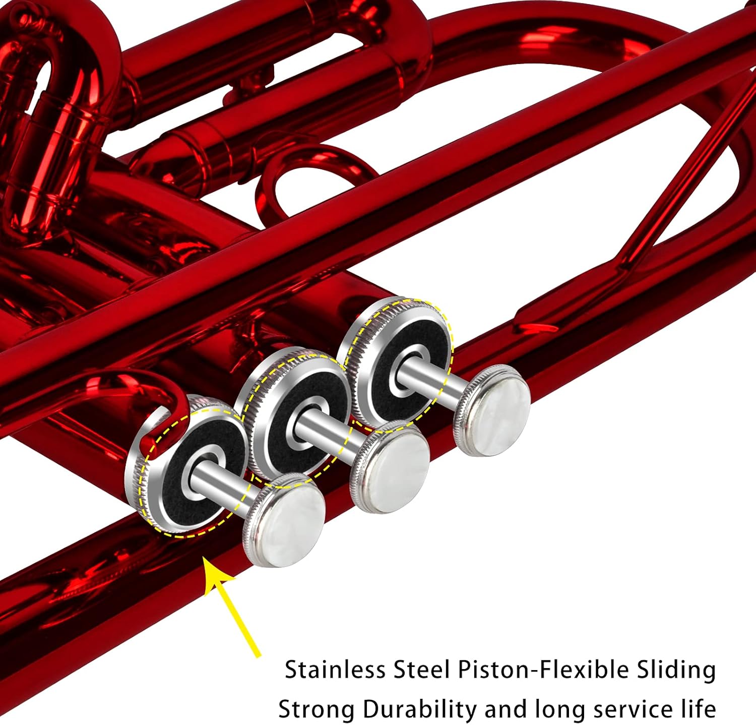 EASTROCK Bb Trumpet Standard Trumpet Set with Carrying Case,Gloves, 7C Mouthpiece and Cleaning Kit (Red)