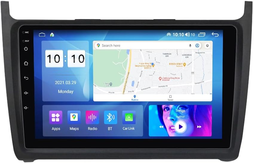 Android Car Stereo for Volkswagen VW Polo 2009-2017,9 inch IPS Touchscreen with Upgrade Wireless CarPlay & Android Auto,WiFi/GPS,Support SWC and Subwoofer,8-Core 8G+256G