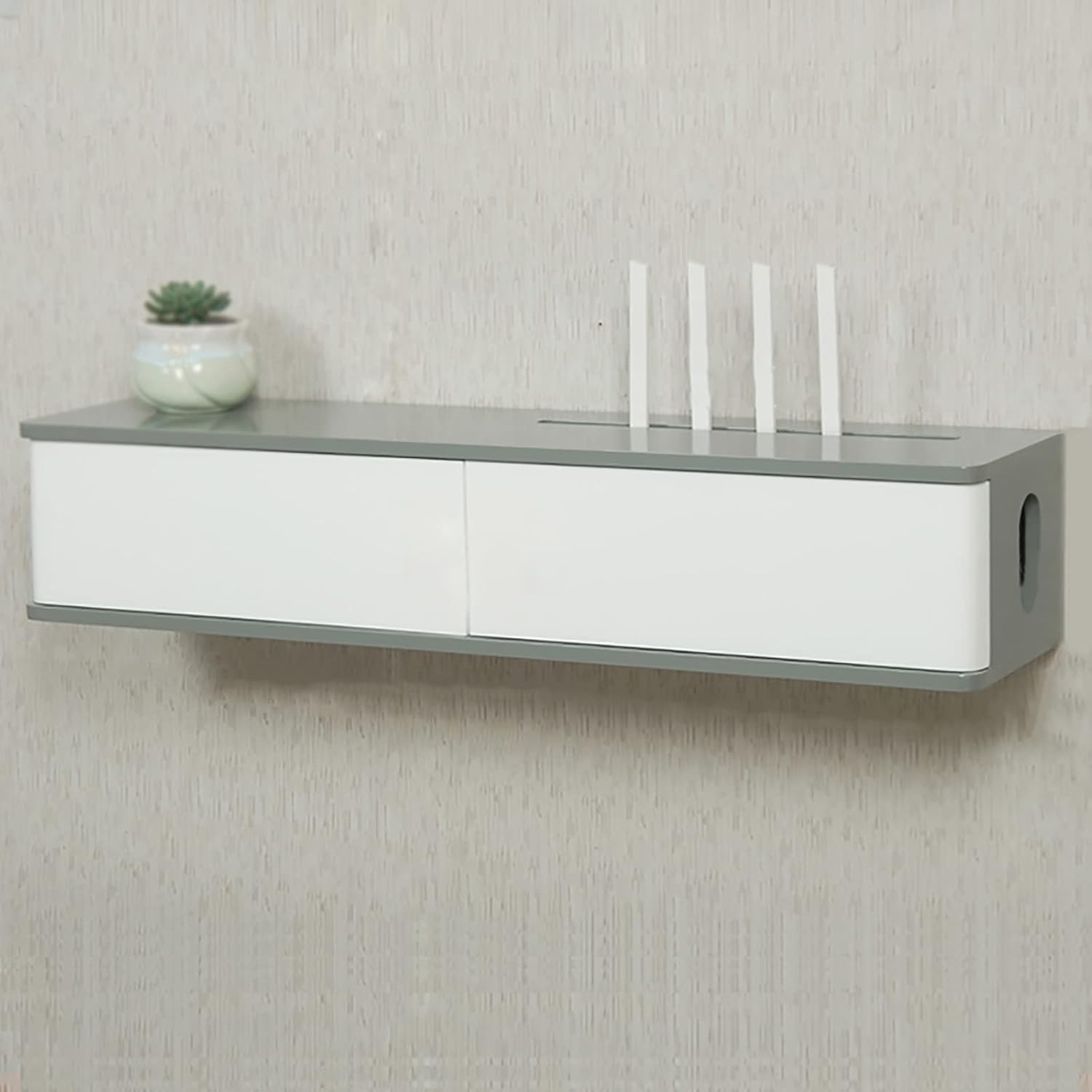 Wall Mount Corner Ledge Shelf, WiFi Router Storage Box & TV Component Bracket, Floating Shelf for Set-Top Box & Cable Management, Stylish Wall-Mounted Router Cabinet